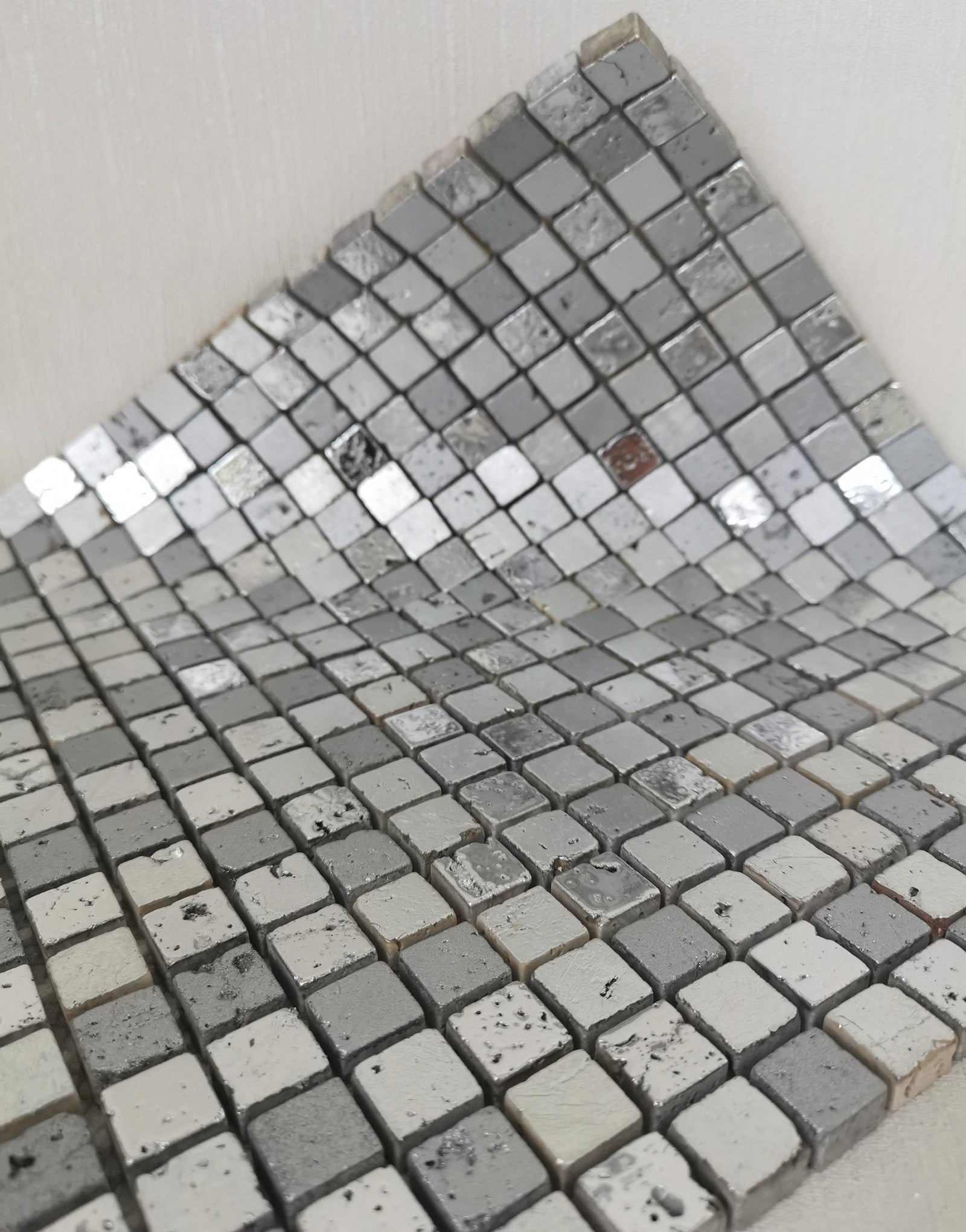 Cubic Greyscale Stone Mosaic Tile