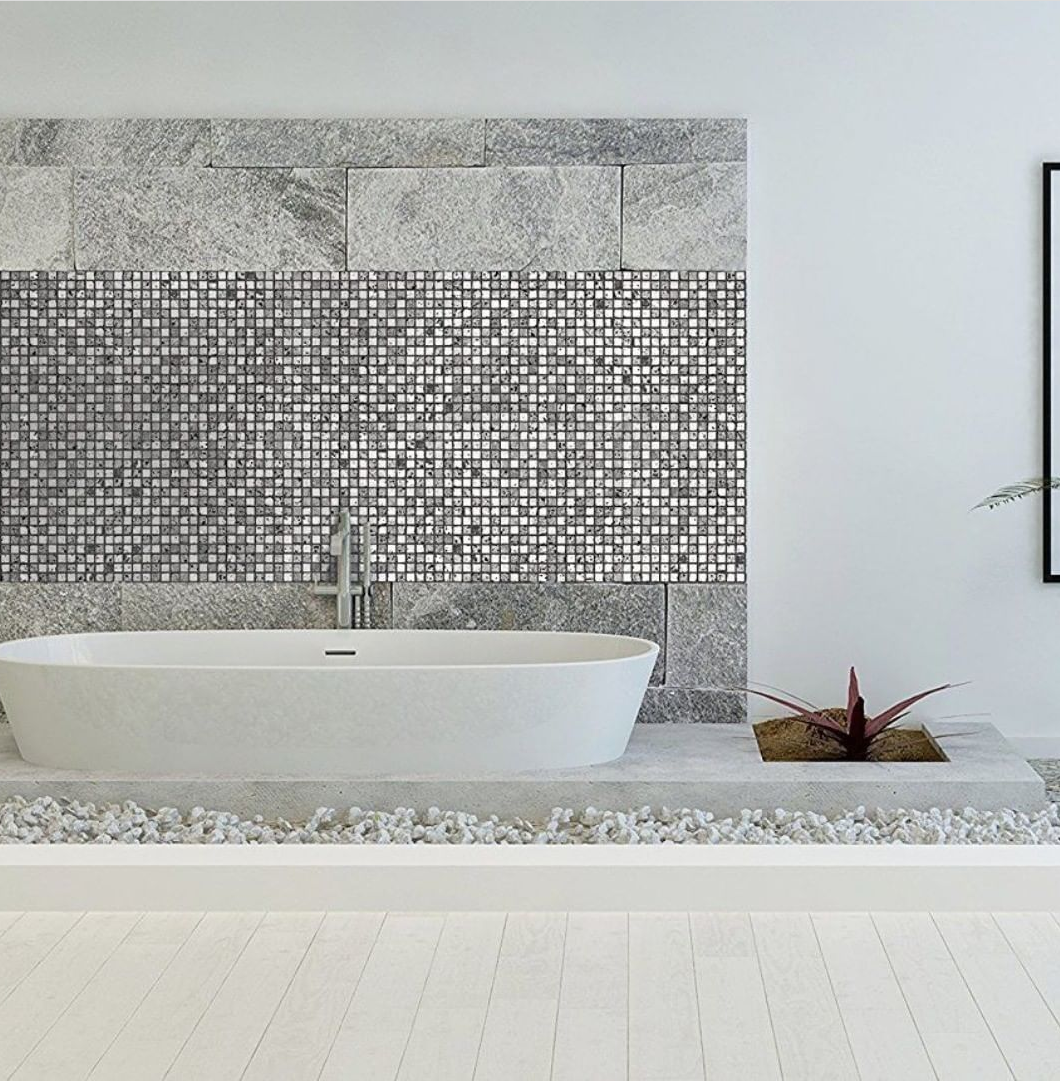 Cubic Greyscale Stone Mosaic Tile