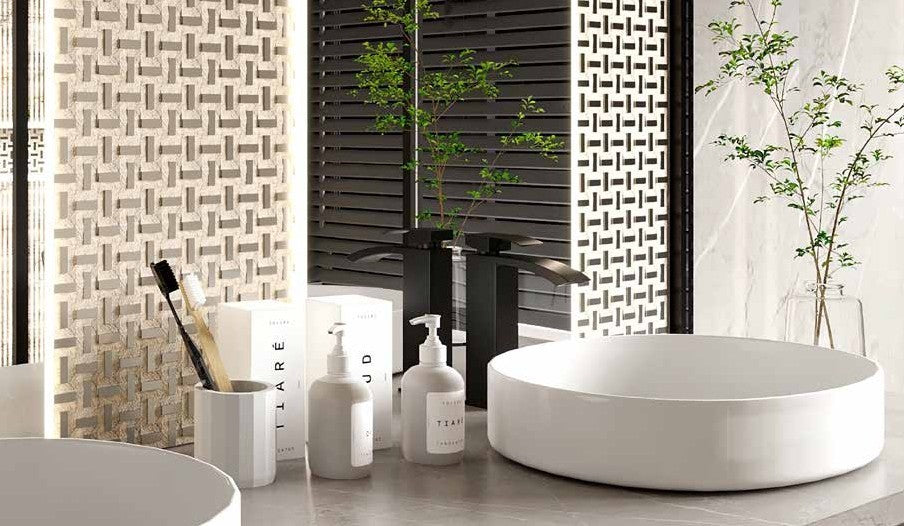 Beige Mirror Stone Mosaic Tiles-300*300*8mm-11sheets-1m2-Code: MS18