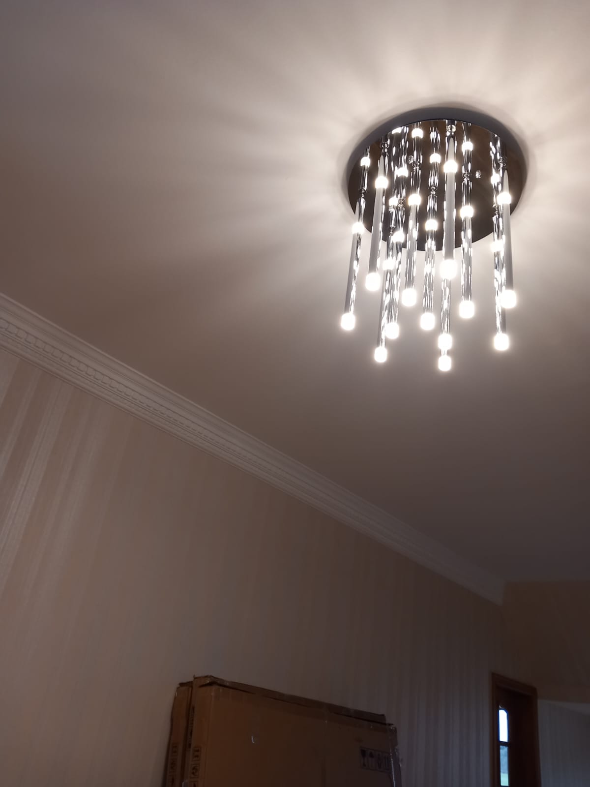 Metallic Bars Modern Square Flushmount Ceiling Light-Warm LED-6190