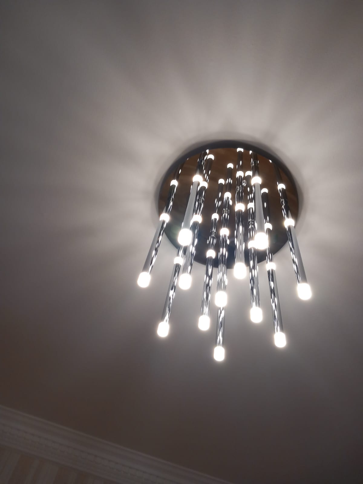 Metallic Bars Modern Square Flushmount Ceiling Light-Warm LED-6190