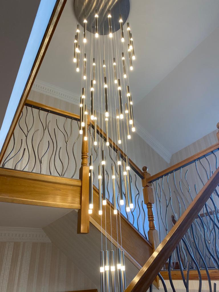 Metallic Bars Modern Square Flushmount Ceiling Light-Warm LED-6190