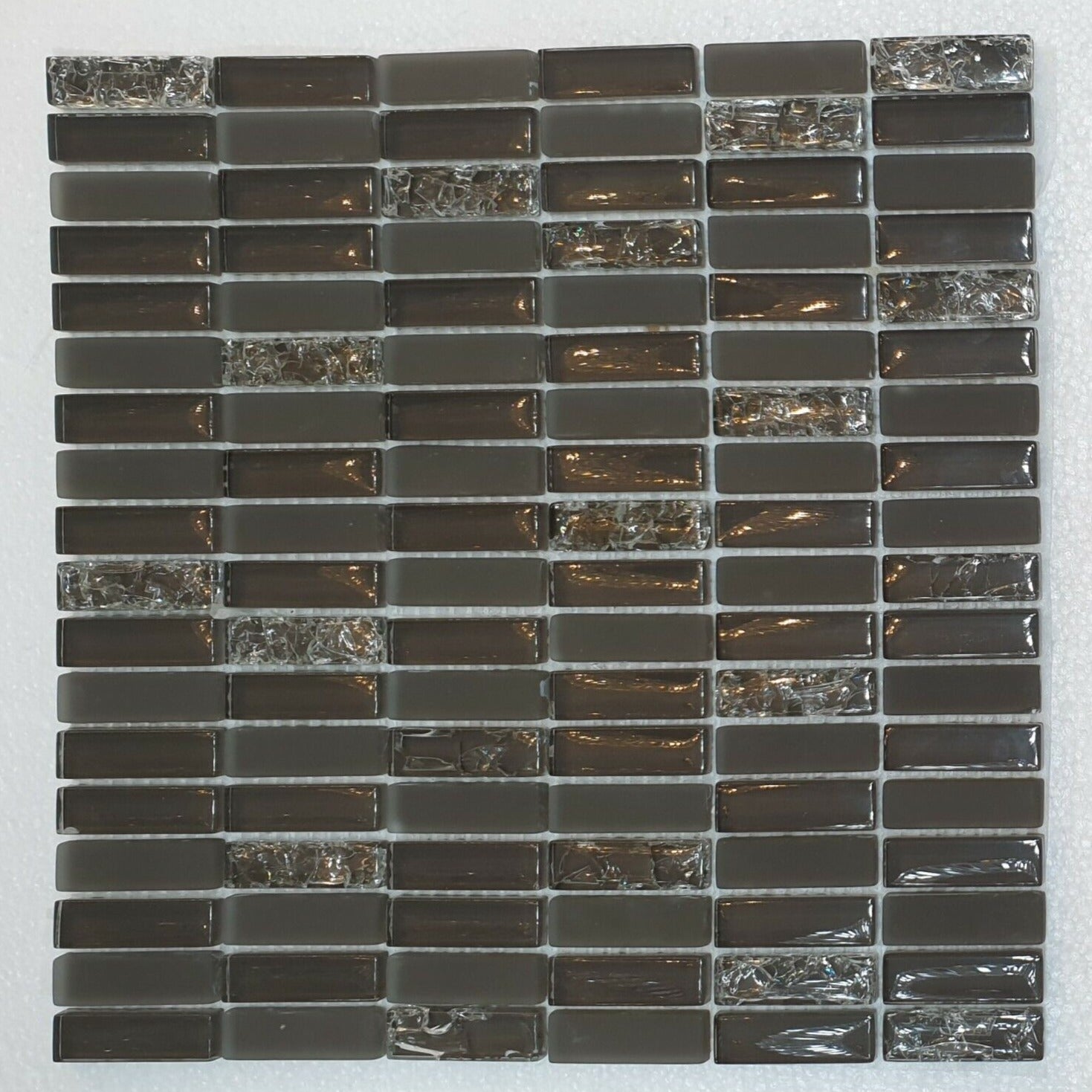 Brown Crackle-effect Glass Mosaic Tile | 1 sheet 300x300x8mm | 11 sheets 1sqm-JM03
