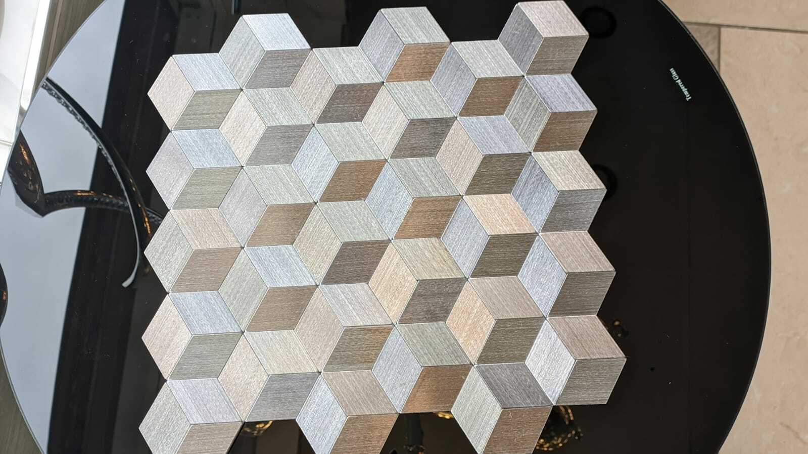 Silver Self Adhesive 3D Peel & Stick Aluminium Mosaic Tiles | 300x300x8mm | 11=1m2-SG108