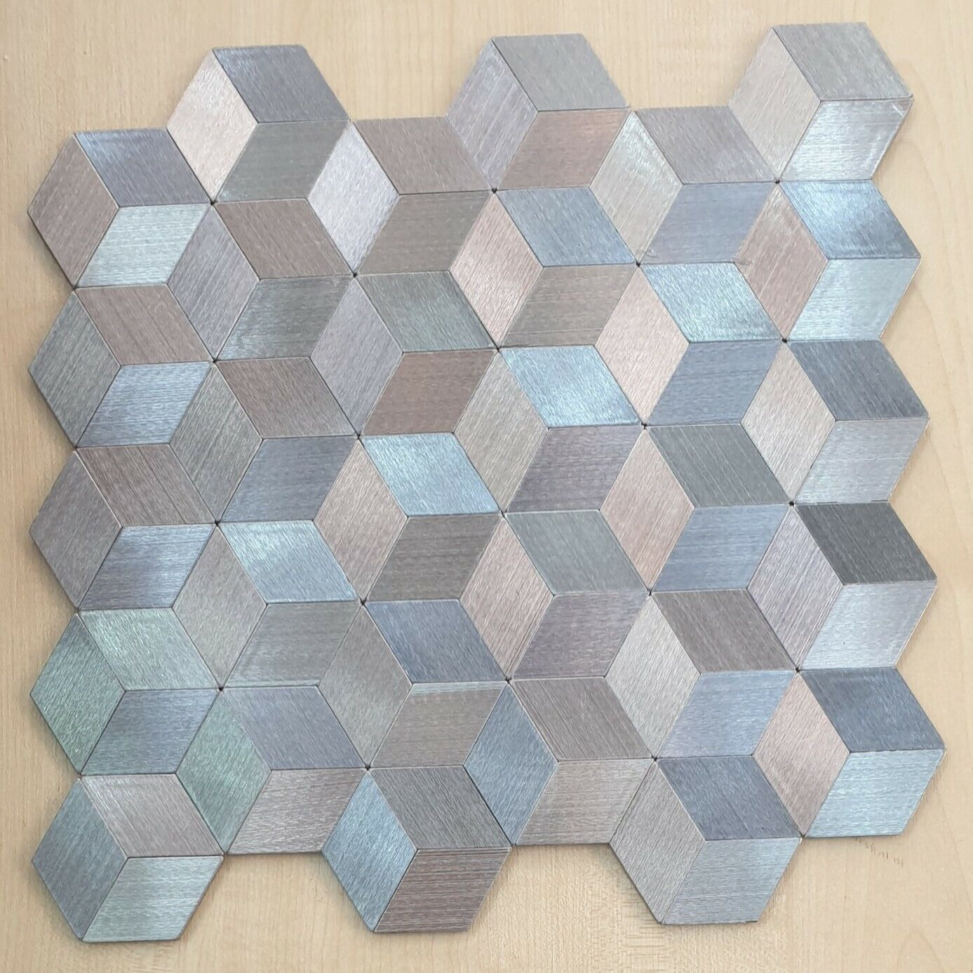 Silver Self Adhesive 3D Peel & Stick Aluminium Mosaic Tiles | 300x300x8mm | 11=1m2-SG108