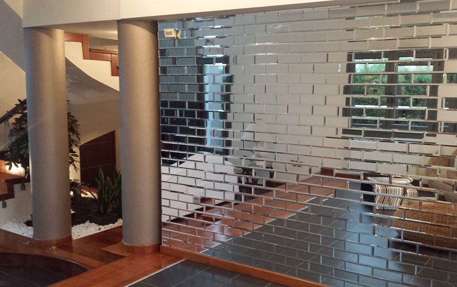 Full Bodied Metro Mirror Glass Mosaic Tiles with bevelled edges-75*300*8mm-45tiles-1m2