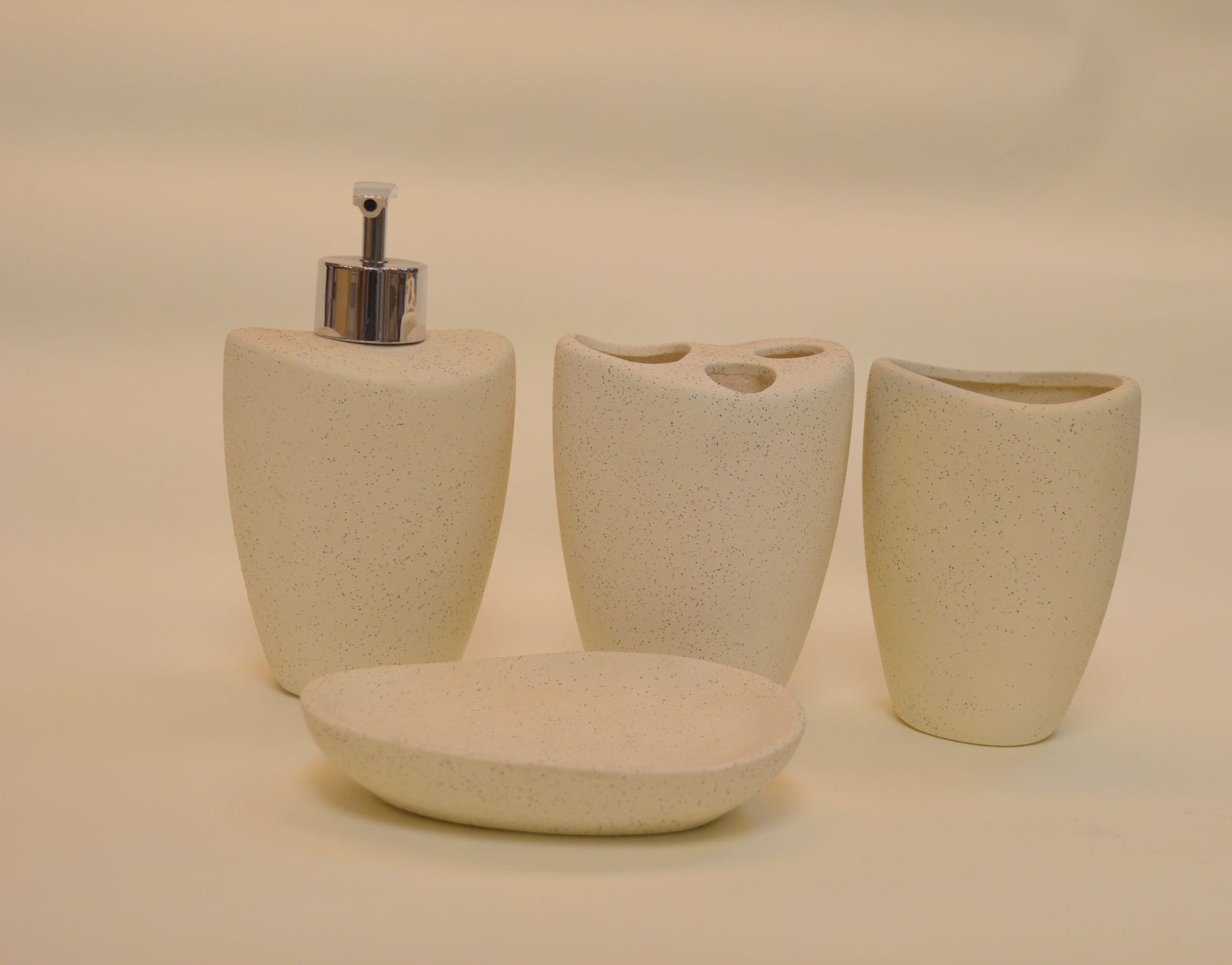 Bathroom Accessories Set, 4 Piece Ceramic & Resin Bath Accessory Set Includes 2Pcs Toothbrush Holder/Tumbler, Liquid Soap or Lotion Dispenser & Soap Dish Bathroom Storage