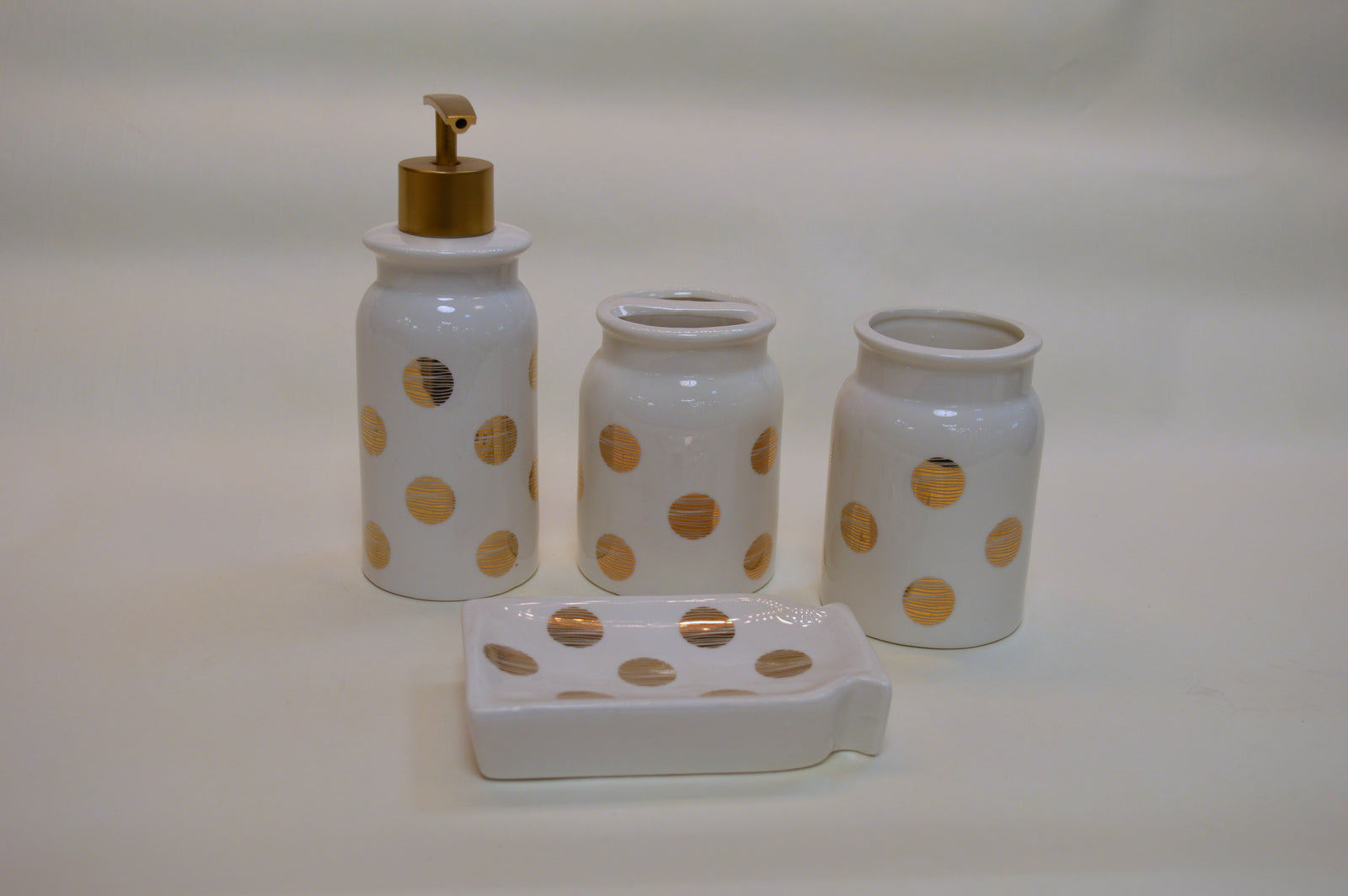 Bathroom Accessories Set, 4 Piece Ceramic & Resin Bath Accessory Set Includes 2Pcs Toothbrush Holder/Tumbler, Liquid Soap or Lotion Dispenser & Soap Dish Bathroom Storage