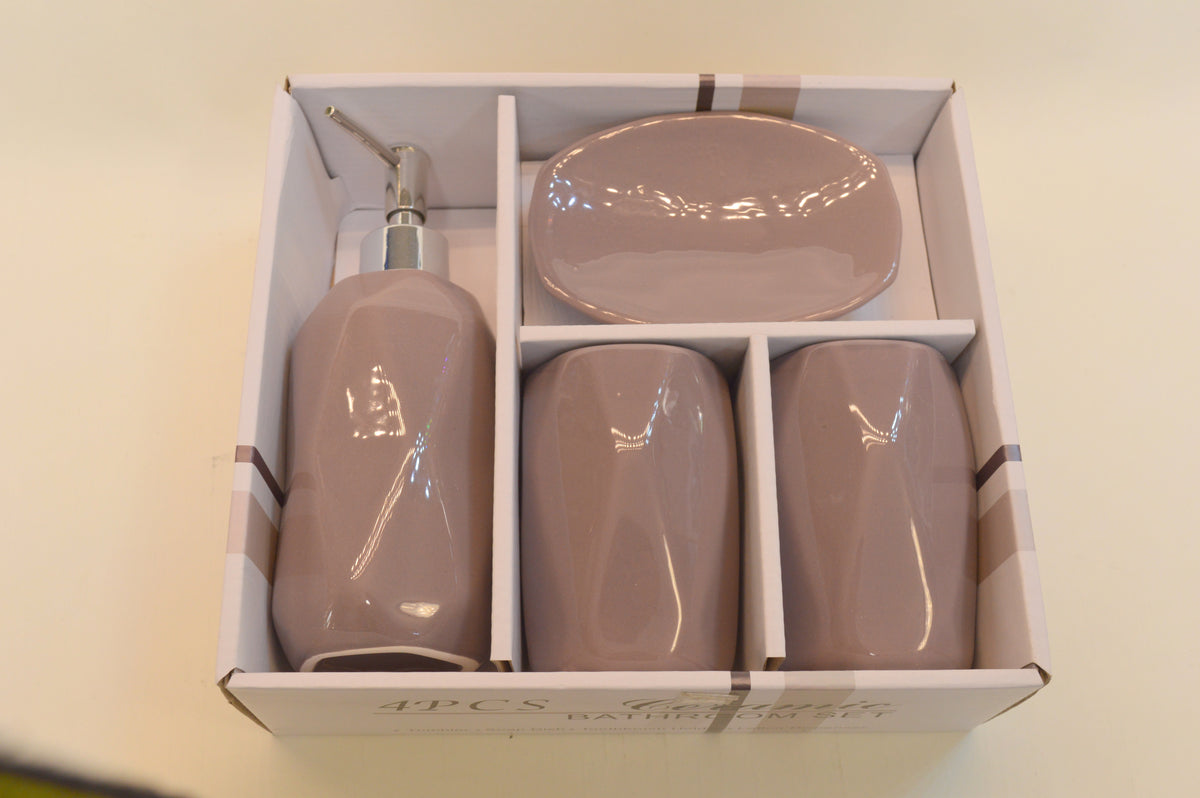 Bathroom Accessories Set, 4 Piece Ceramic & Resin Bath Accessory Set Includes 2Pcs Toothbrush Holder/Tumbler, Liquid Soap or Lotion Dispenser & Soap Dish Bathroom Storage