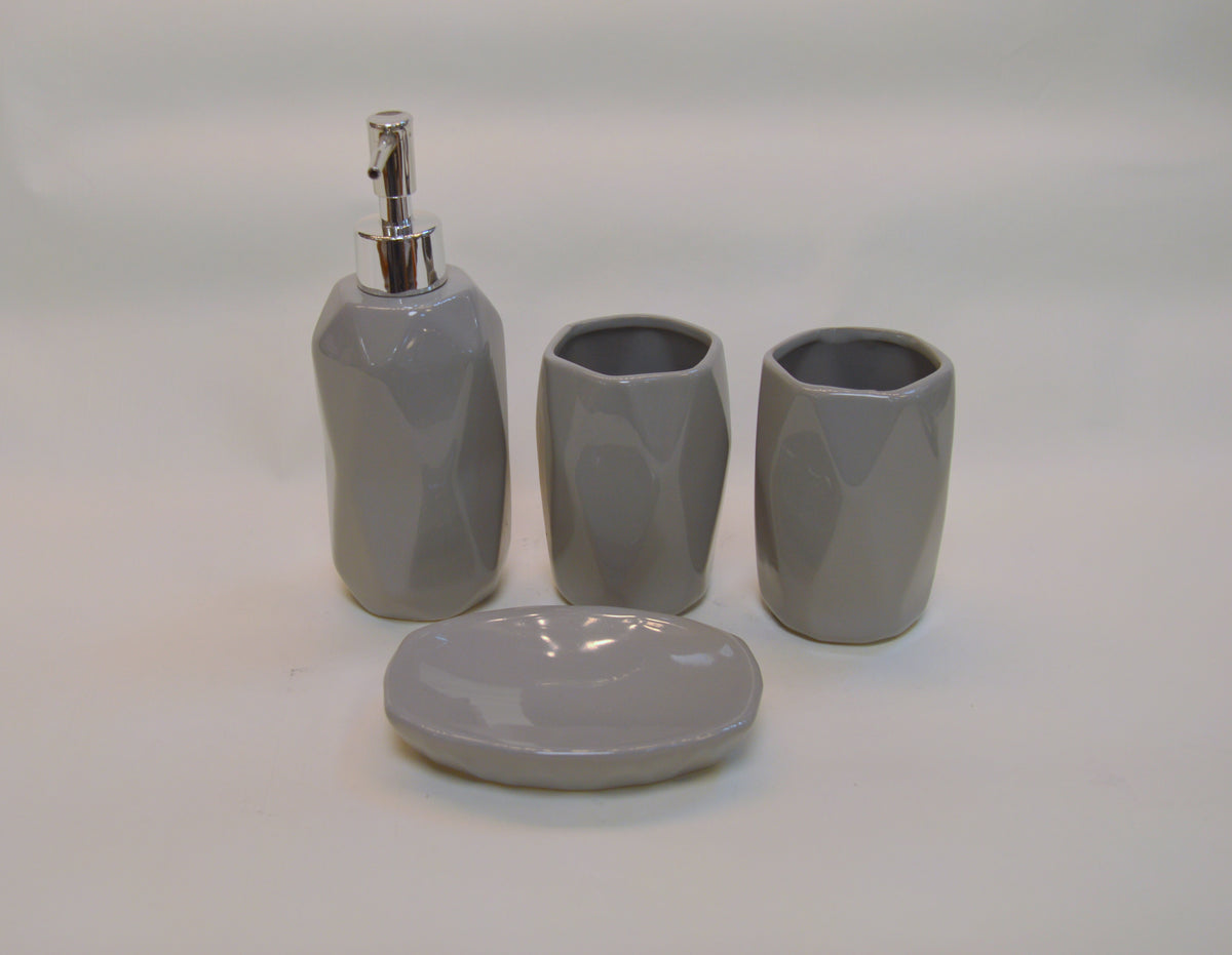 Bathroom Accessories Set, 4 Piece Ceramic & Resin Bath Accessory Set Includes 2Pcs Toothbrush Holder/Tumbler, Liquid Soap or Lotion Dispenser & Soap Dish Bathroom Storage