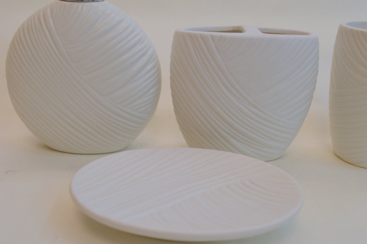 Bathroom Accessories Set, 4 Piece Ceramic & Resin Bath Accessory Set Includes 2Pcs Toothbrush Holder/Tumbler, Liquid Soap or Lotion Dispenser & Soap Dish Bathroom Storage