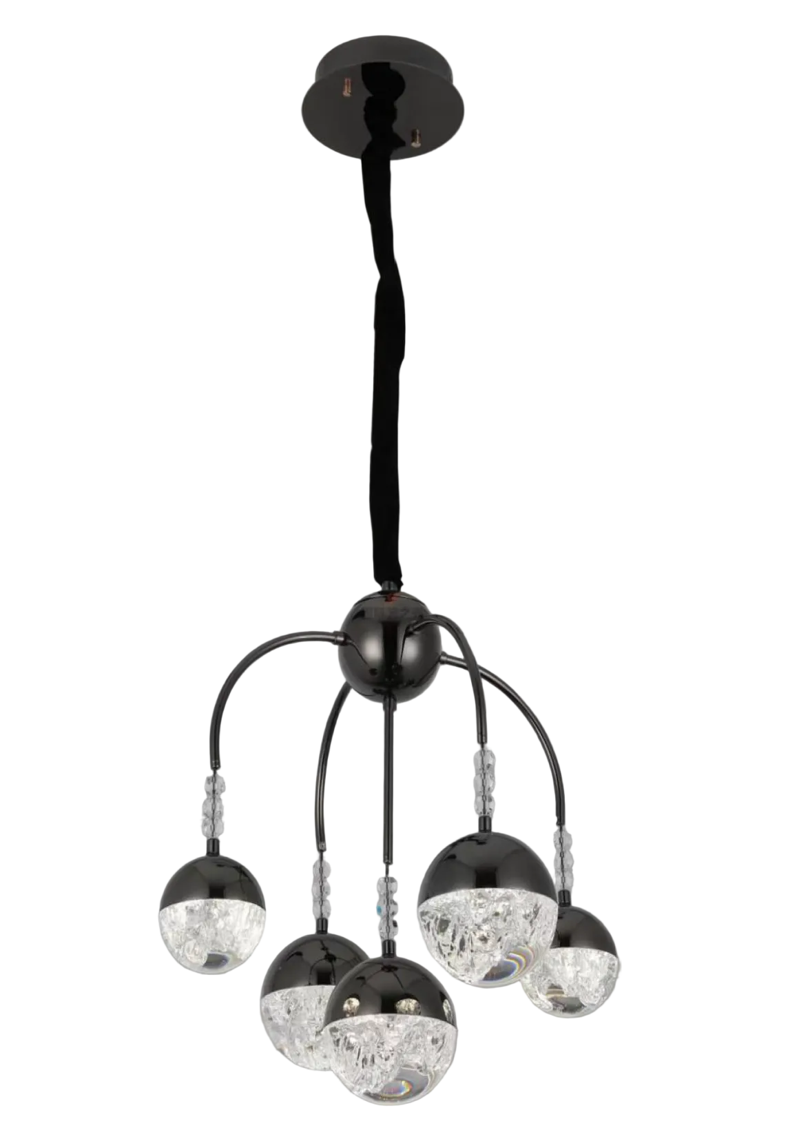 Luxury Modern LED Crystal Chandelier Black Spider Pendant Ceiling Light 4 Sizes