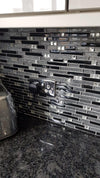 Noir & Grey & Gold Diamanté Glass Mosaic Tiles