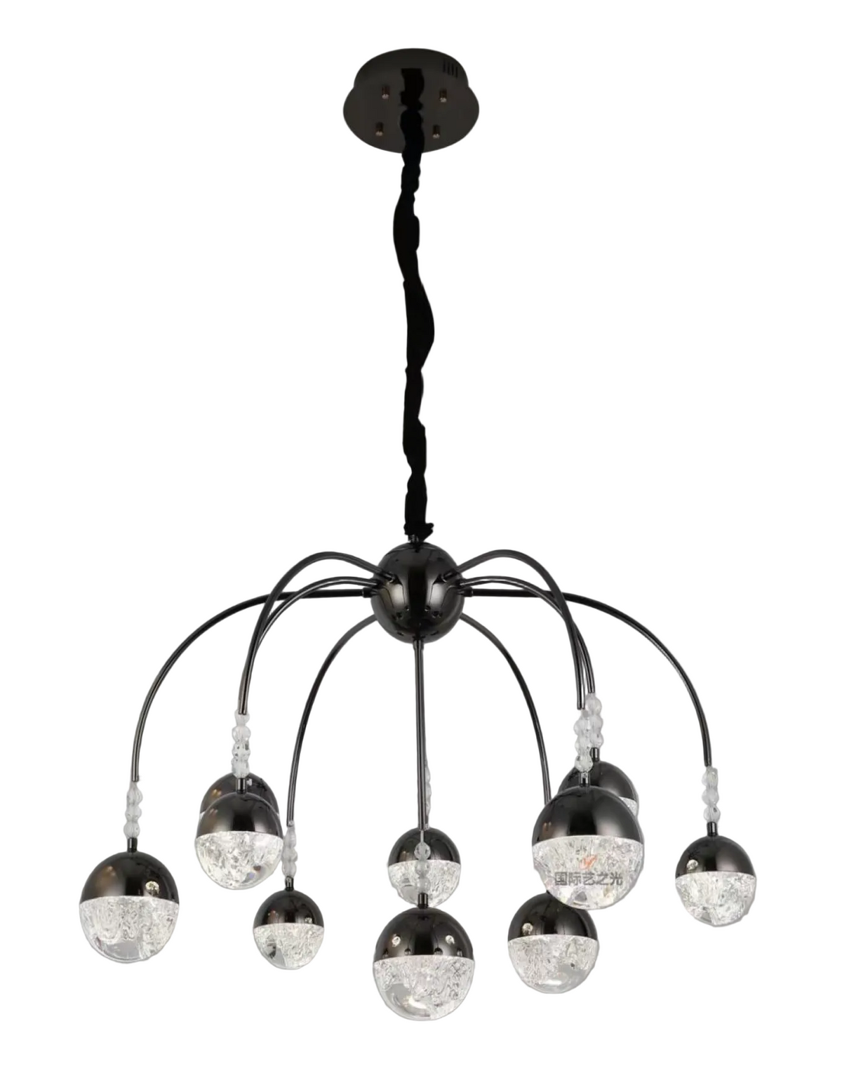Luxury Modern LED Crystal Chandelier Black Spider Pendant Ceiling Light 4 Sizes