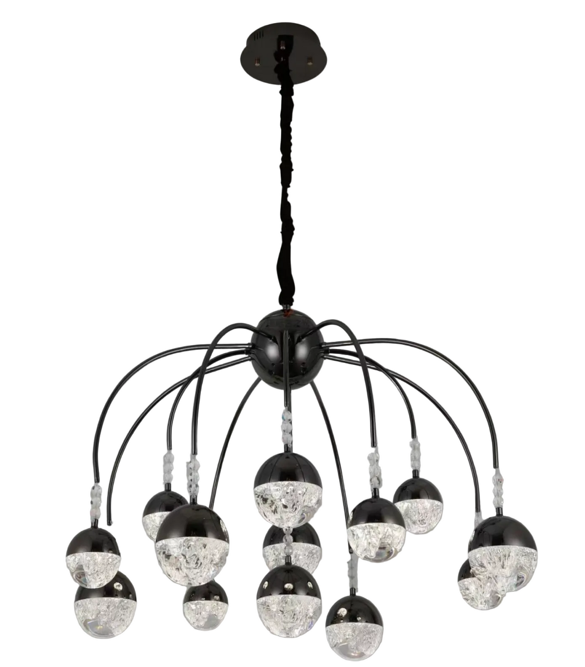 Luxury Modern LED Crystal Chandelier Black Spider Pendant Ceiling Light 4 Sizes