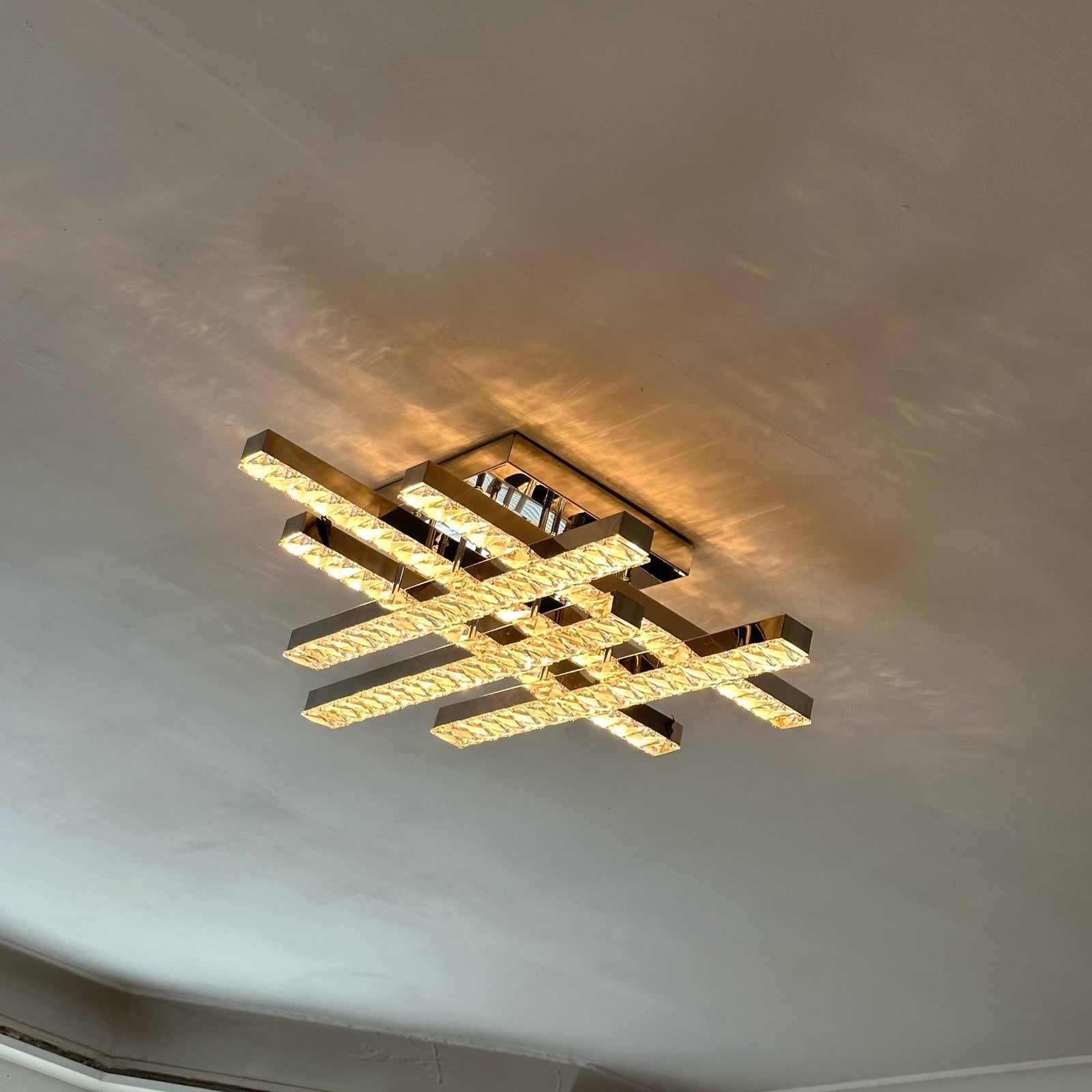 Thin metallic silver frame LED crystallic ceiling mounted light [C89384-6]