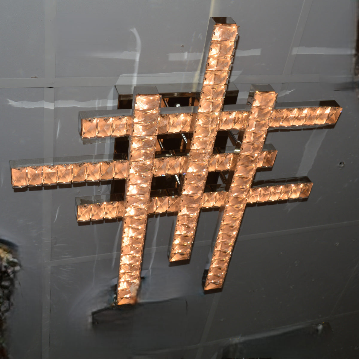 Thin metallic silver frame LED crystallic ceiling mounted light [C89384-6]