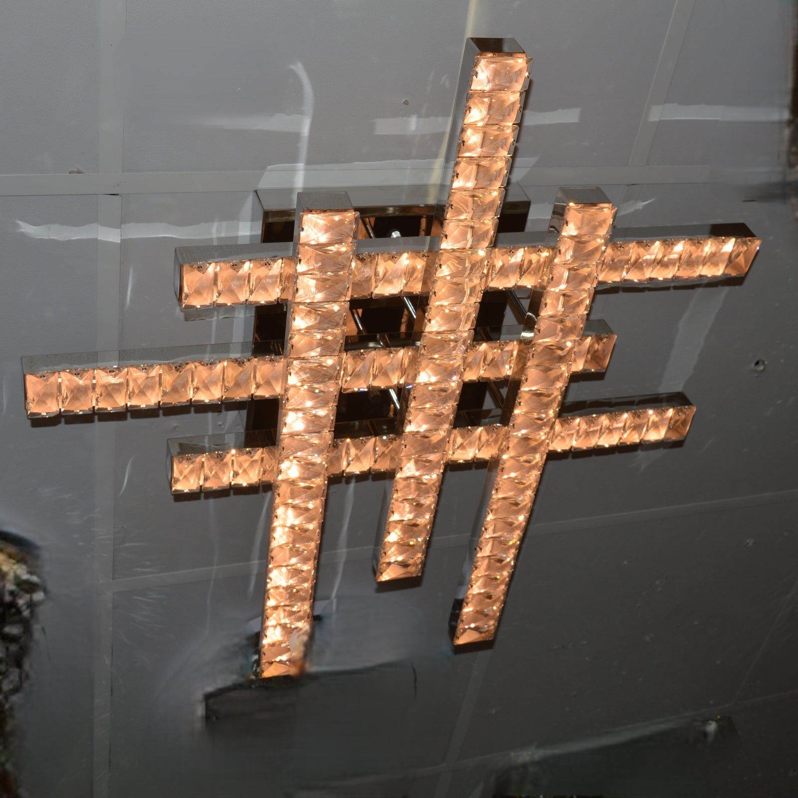 Thin metallic silver frame LED crystallic ceiling mounted light [C89384-6]