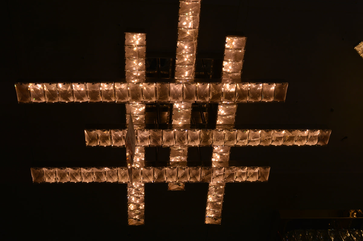 Thin metallic silver frame LED crystallic ceiling mounted light [C89384-6]