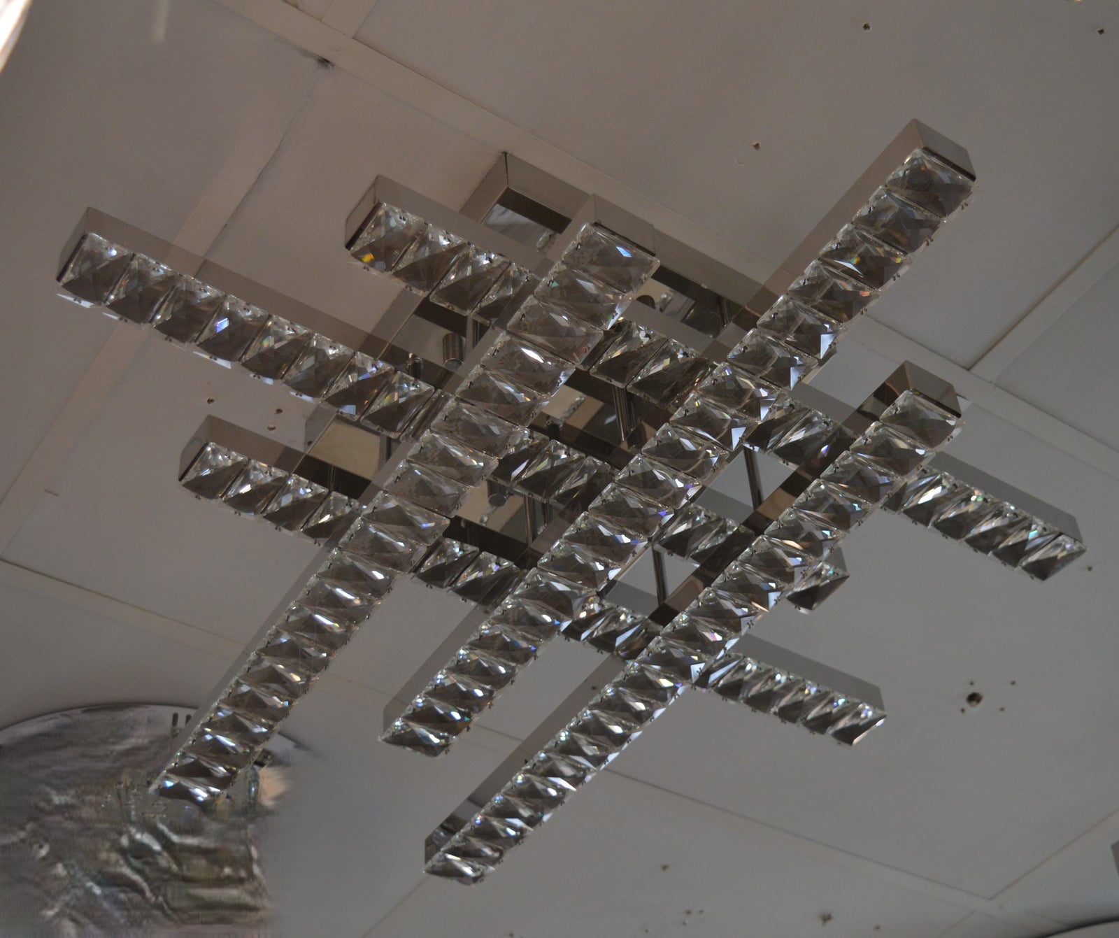 Thin metallic silver frame LED crystallic ceiling mounted light [C89384-6]