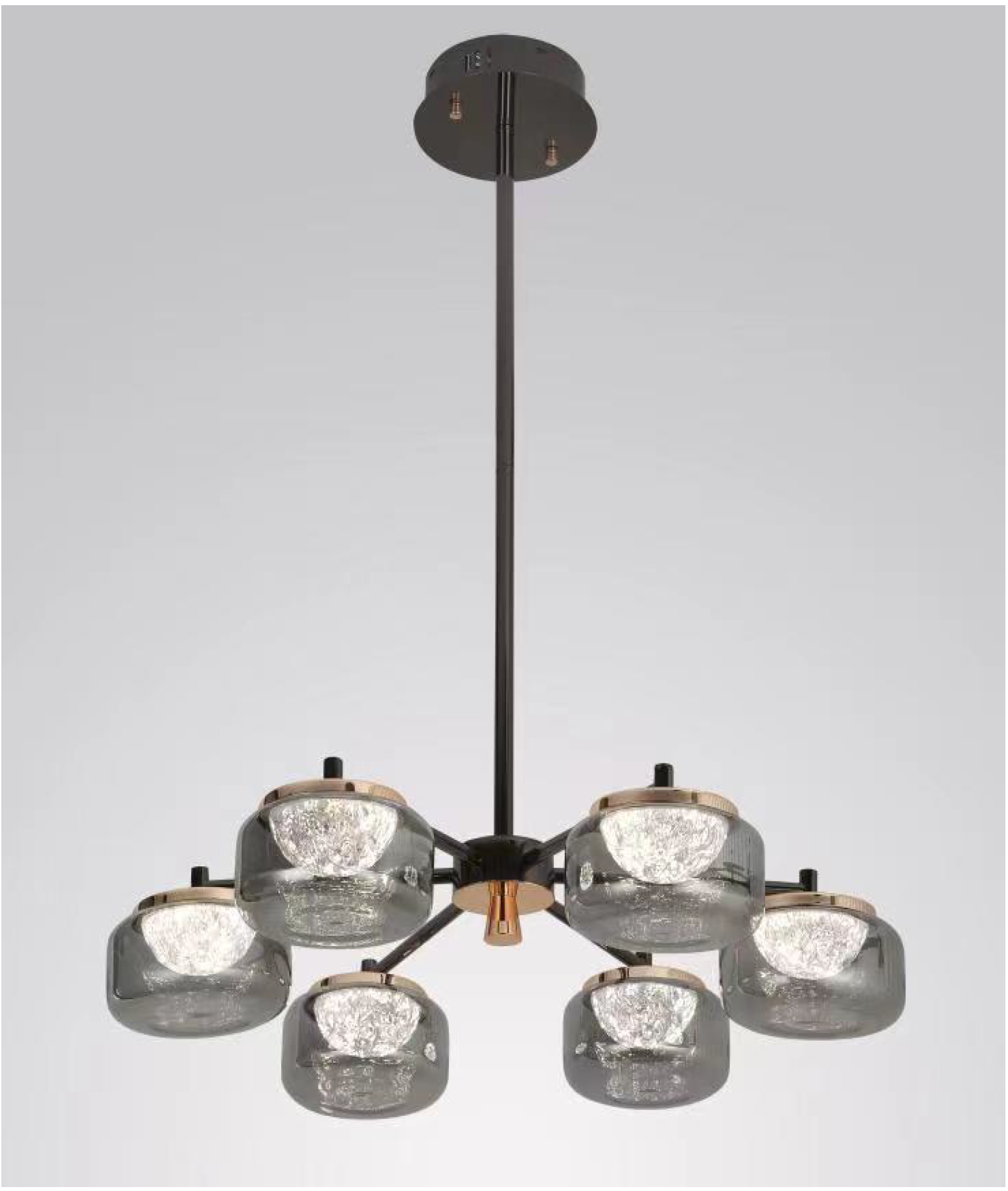 Modern Black & Smoke Glass LED Chandelier – Luxury Ceiling Light - 03 Pattern