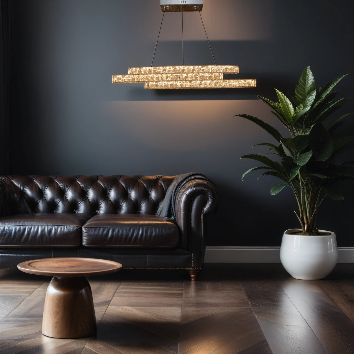 Zig Zag 3 Crystal Line Pendant Ceiling Light-Colour Changing Dimmable with Remote Control-9122-350-Chrome