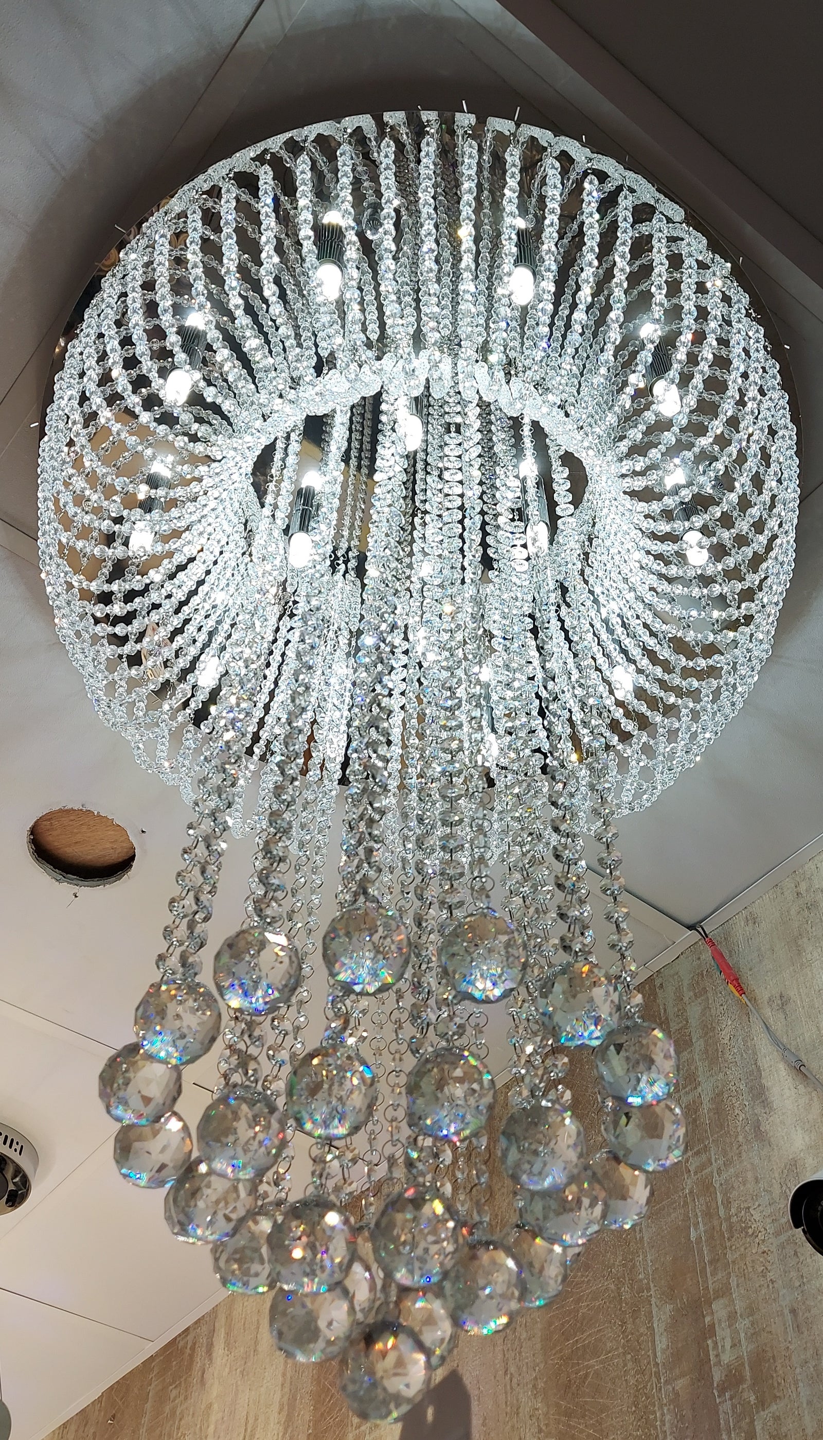 Luxury Crystal Waterfall Chandelier Ceiling Light – Modern LED Raindrop Hanging