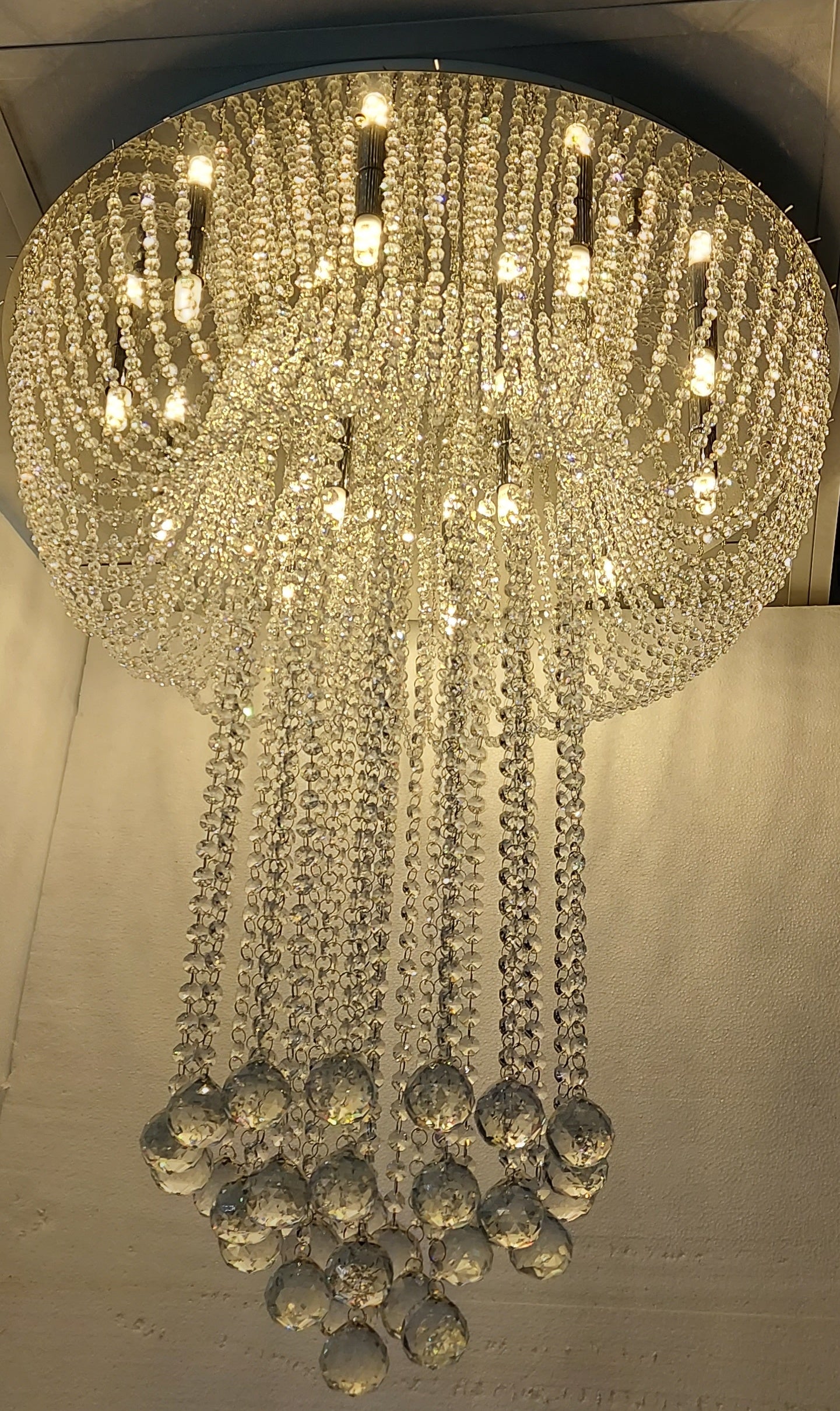 Luxury Crystal Waterfall Chandelier Ceiling Light – Modern LED Raindrop Hanging