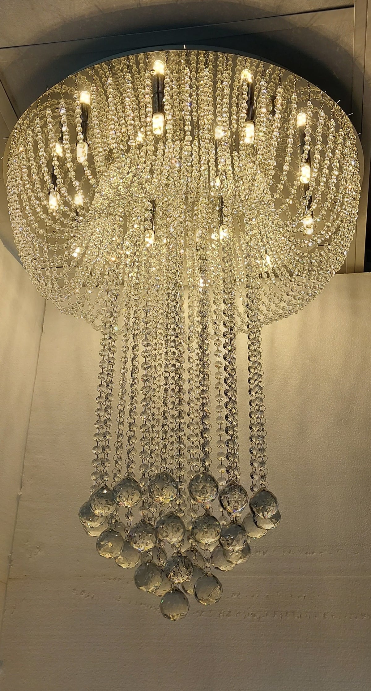 Luxury Crystal Waterfall Chandelier Ceiling Light – Modern LED Raindrop Hanging