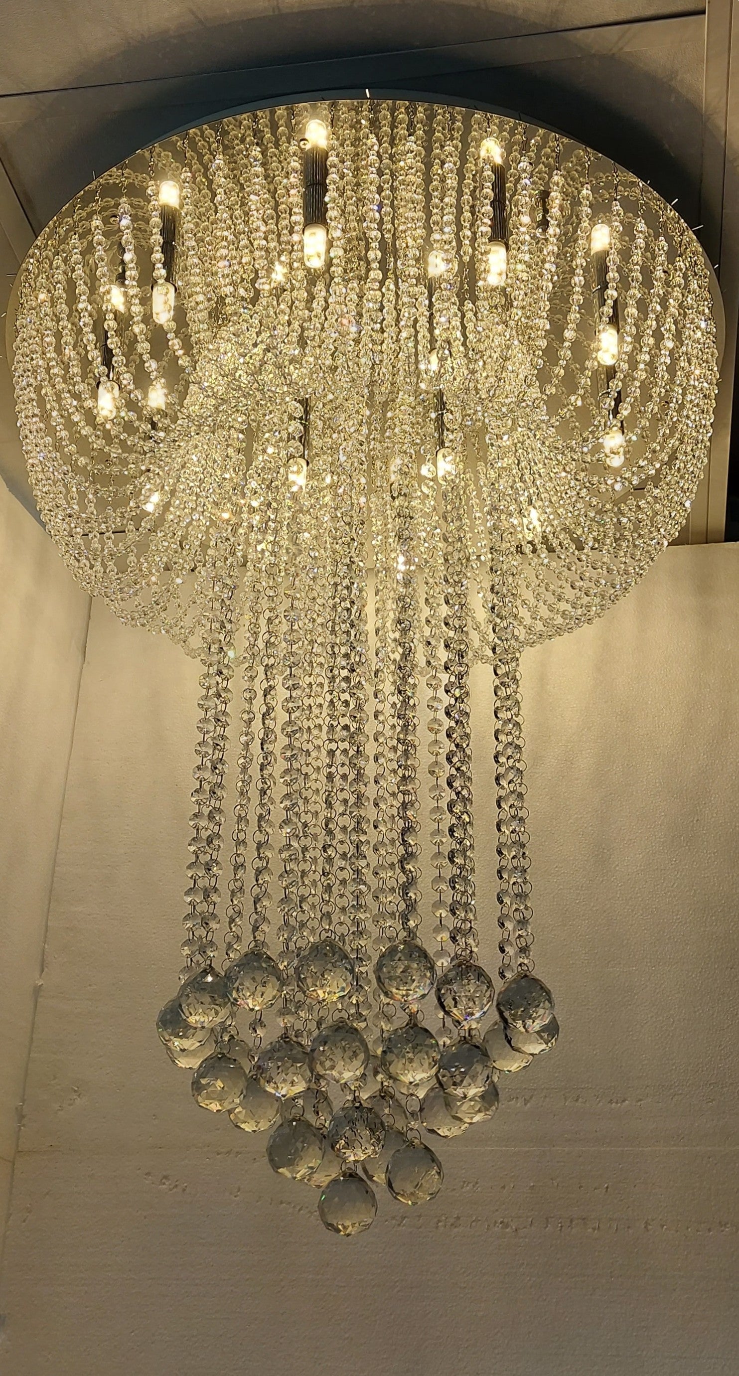 Luxury Crystal Waterfall Chandelier Ceiling Light – Modern LED Raindrop Hanging