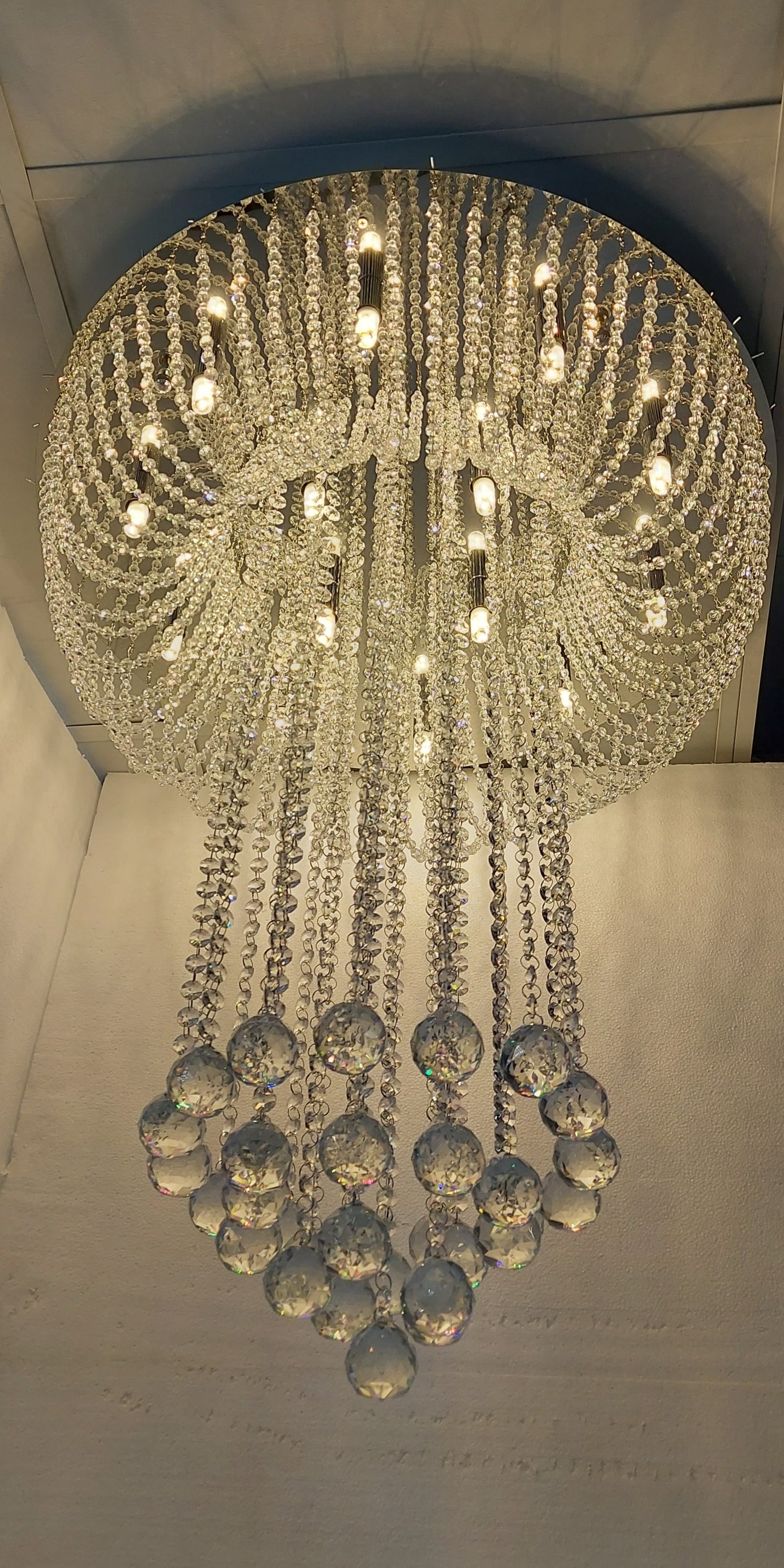 Luxury Crystal Waterfall Chandelier Ceiling Light – Modern LED Raindrop Hanging