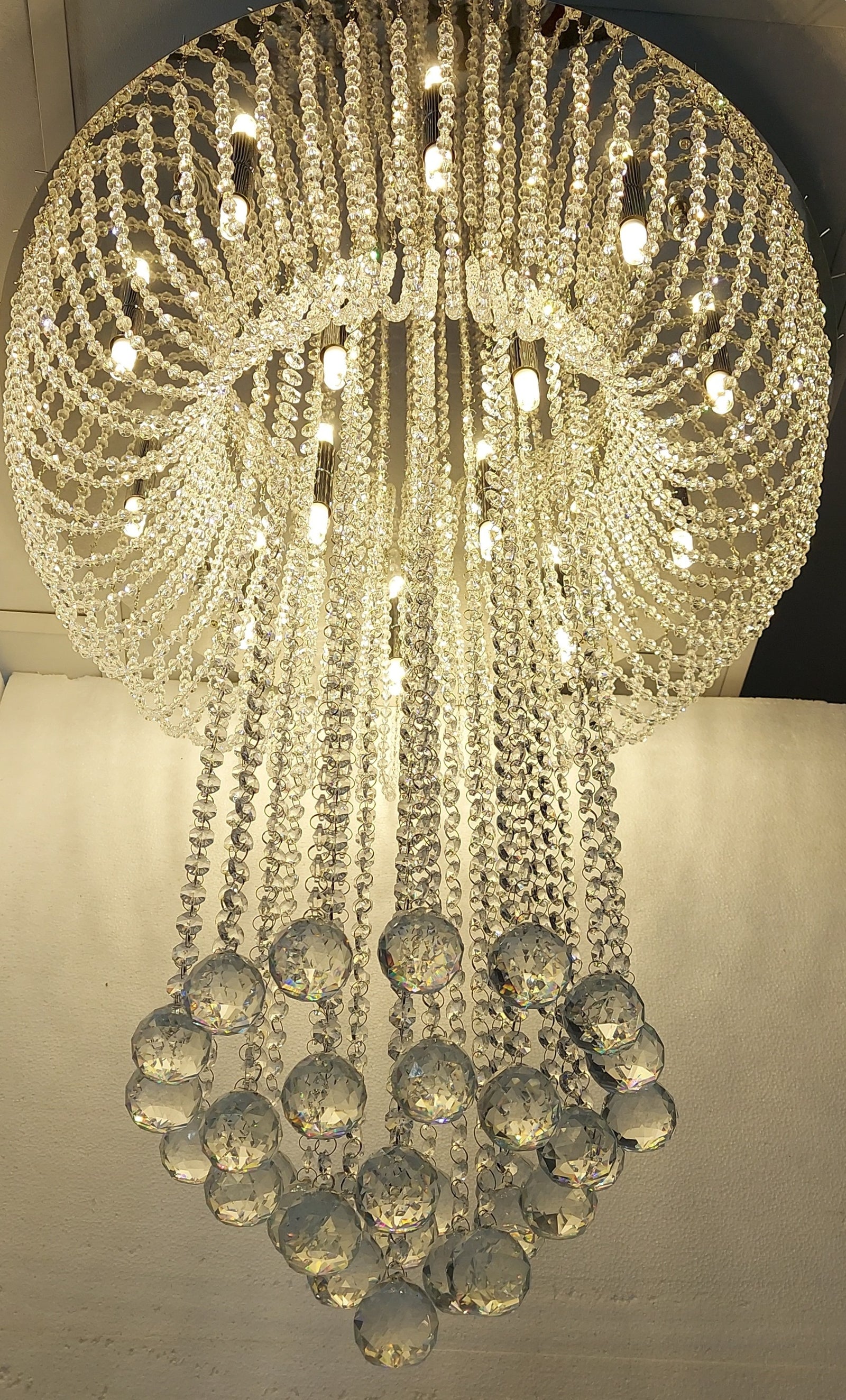 Luxury Crystal Waterfall Chandelier Ceiling Light – Modern LED Raindrop Hanging