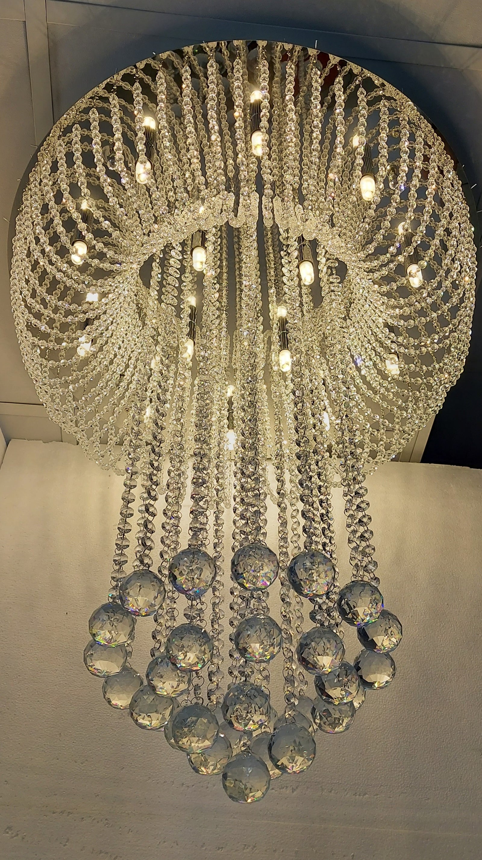 Luxury Crystal Waterfall Chandelier Ceiling Light – Modern LED Raindrop Hanging