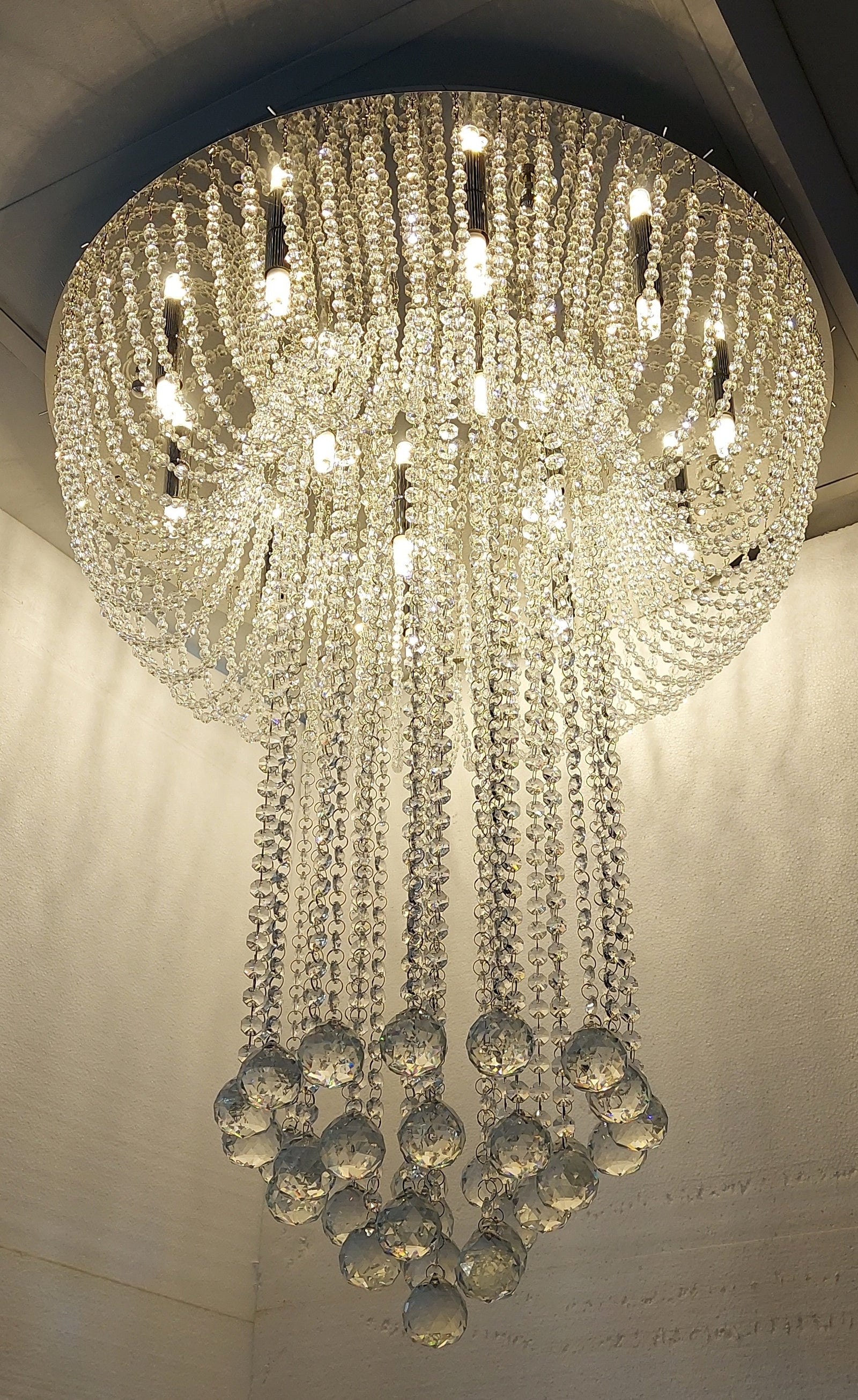 Luxury Crystal Waterfall Chandelier Ceiling Light – Modern LED Raindrop Hanging