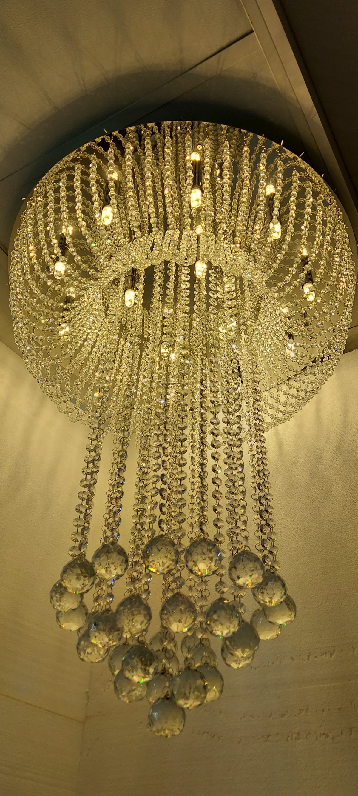 Luxury Crystal Waterfall Chandelier Ceiling Light – Modern LED Raindrop Hanging