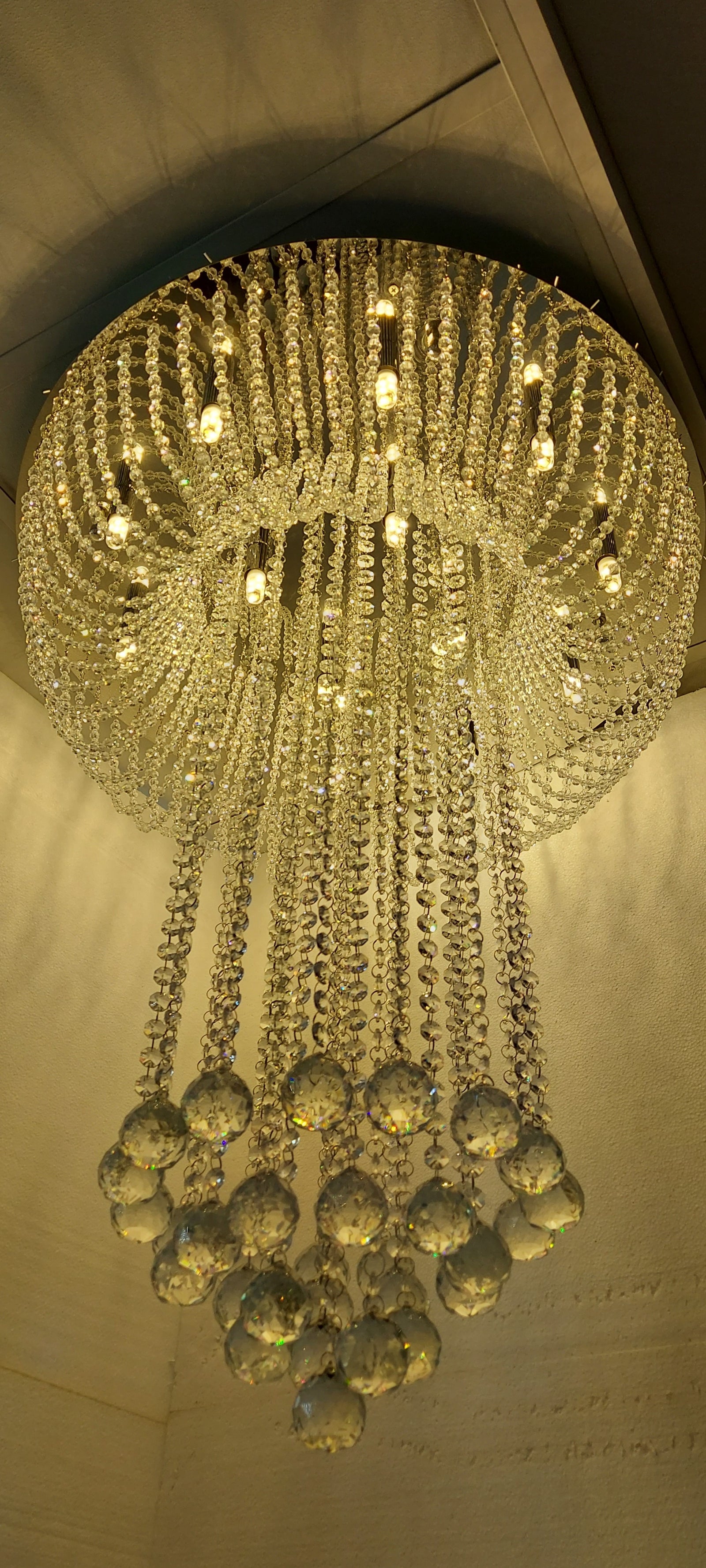 Luxury Crystal Waterfall Chandelier Ceiling Light – Modern LED Raindrop Hanging