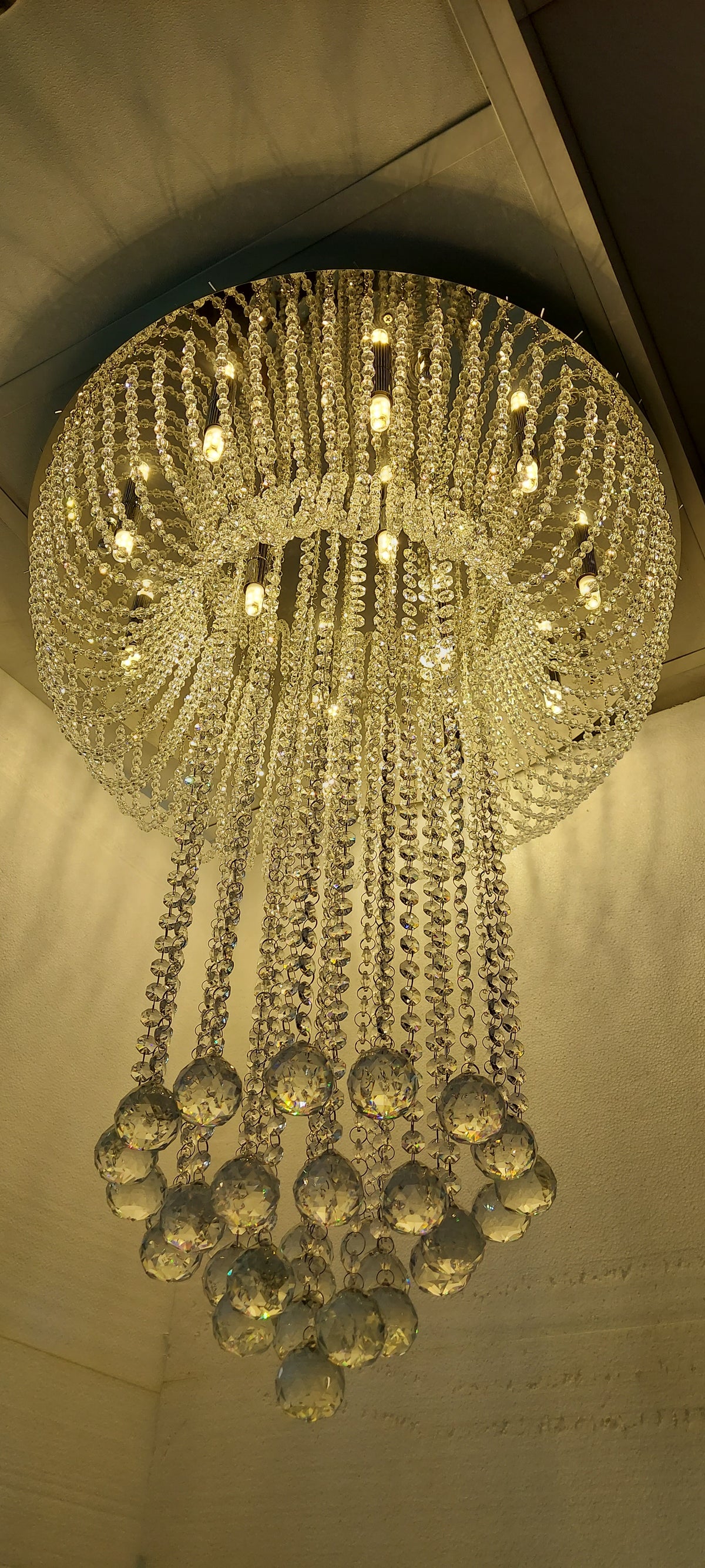 Luxury Crystal Waterfall Chandelier Ceiling Light – Modern LED Raindrop Hanging