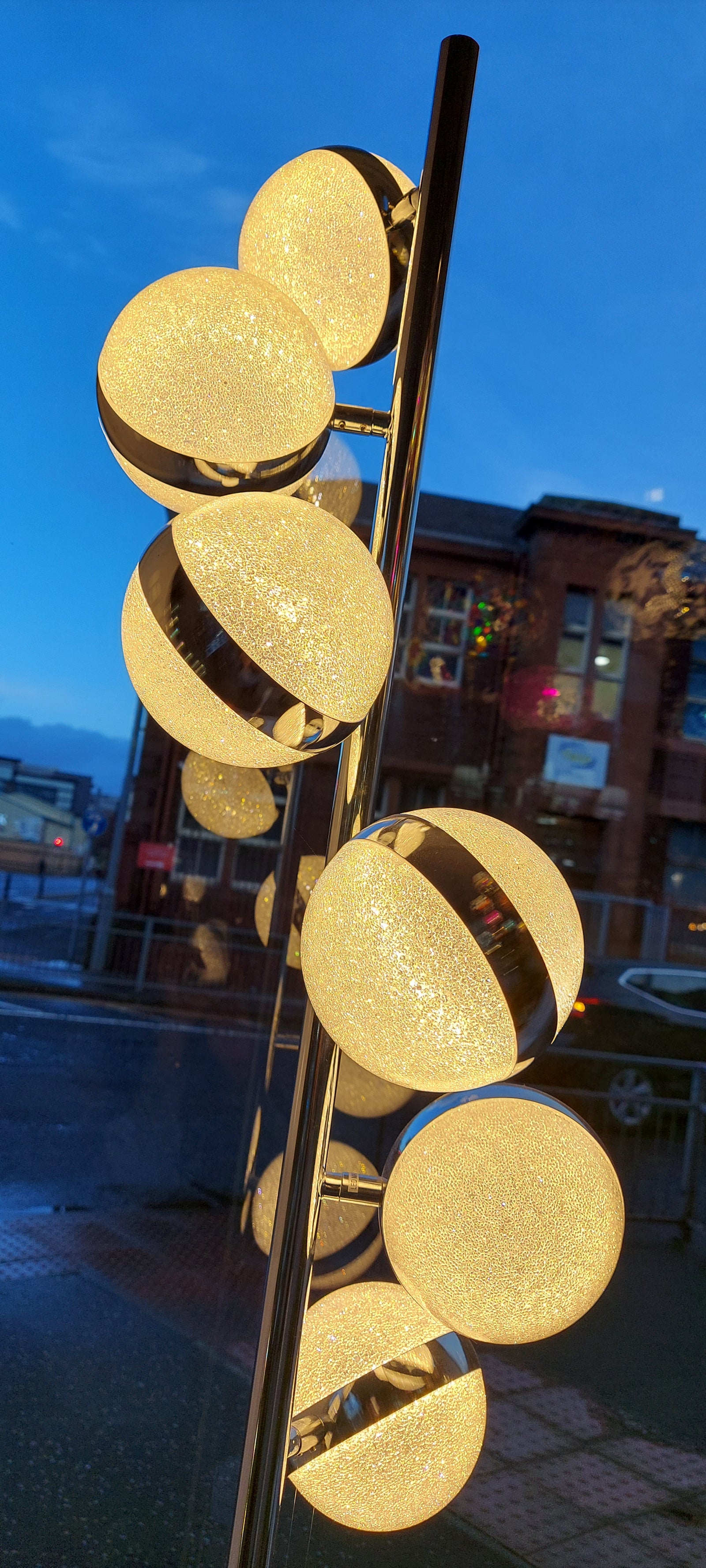 Crystallic 6x bowls & metal stand [LF3019-6] in Silver & Gold-Free standing Floor/Table Lamps