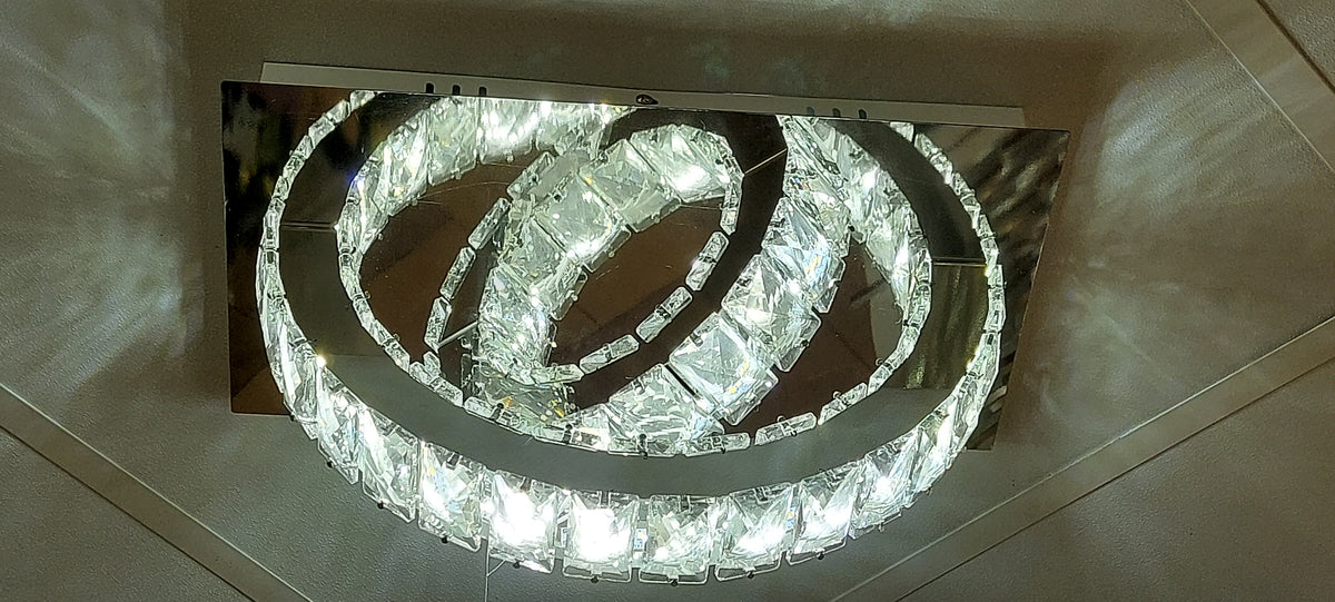 Modern Luxury Crystal LED Ceiling Chandelier with Dual Oval Rings