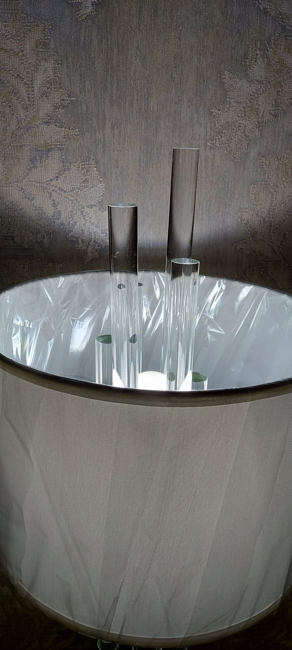 Modern Chrome Floor Lamp with White Fabric Drum Shade