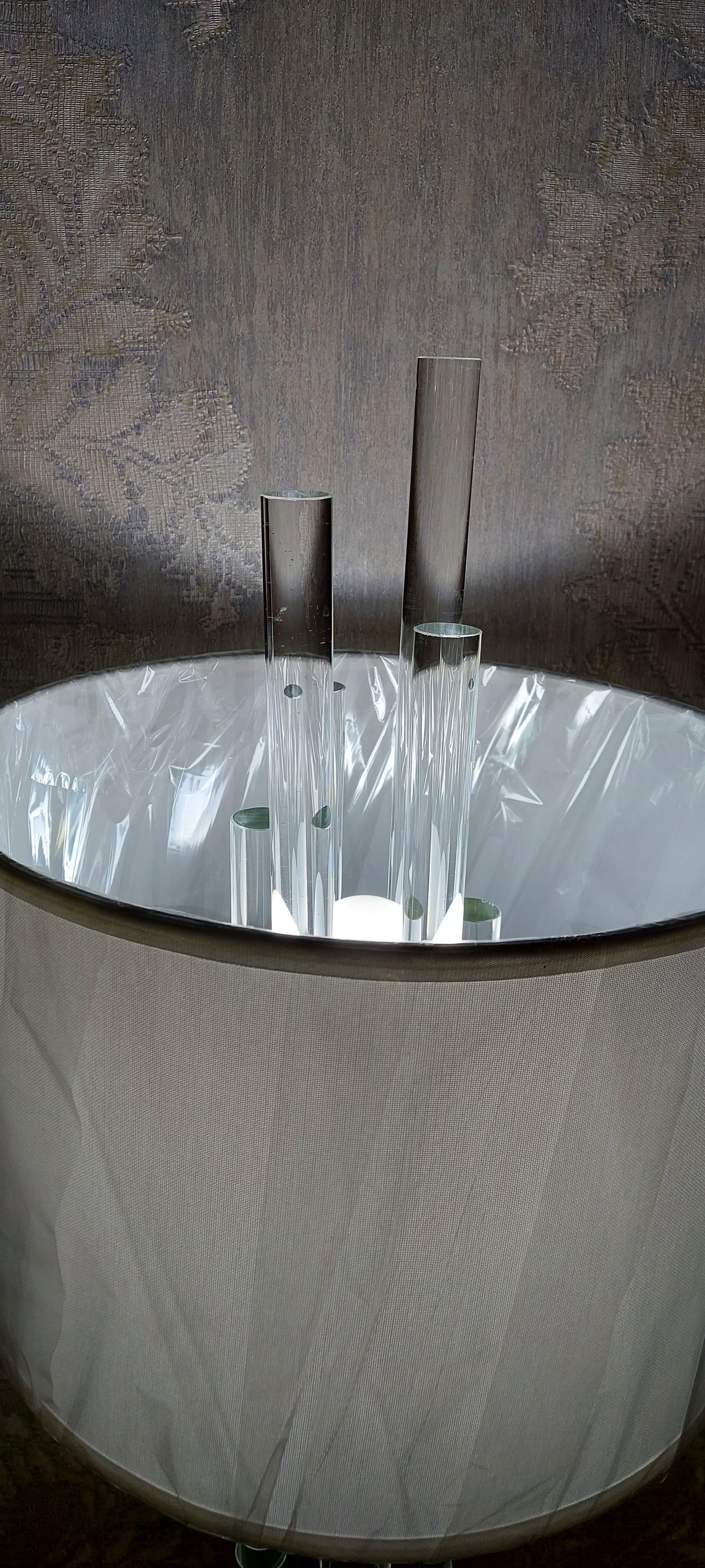 Modern Chrome Floor Lamp with White Fabric Drum Shade