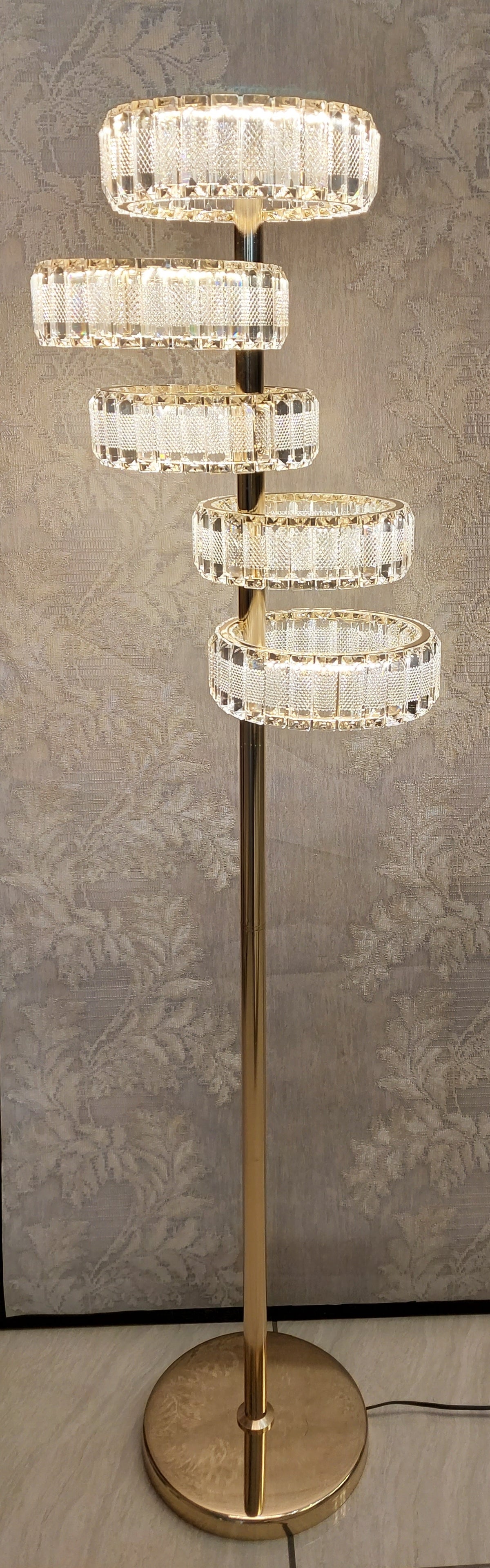 Modern Crystal Pendant Ceiling Light-colour changing brightness adjustment feature-remote control- with matching Floor & Table Lamps –Y608-400+600