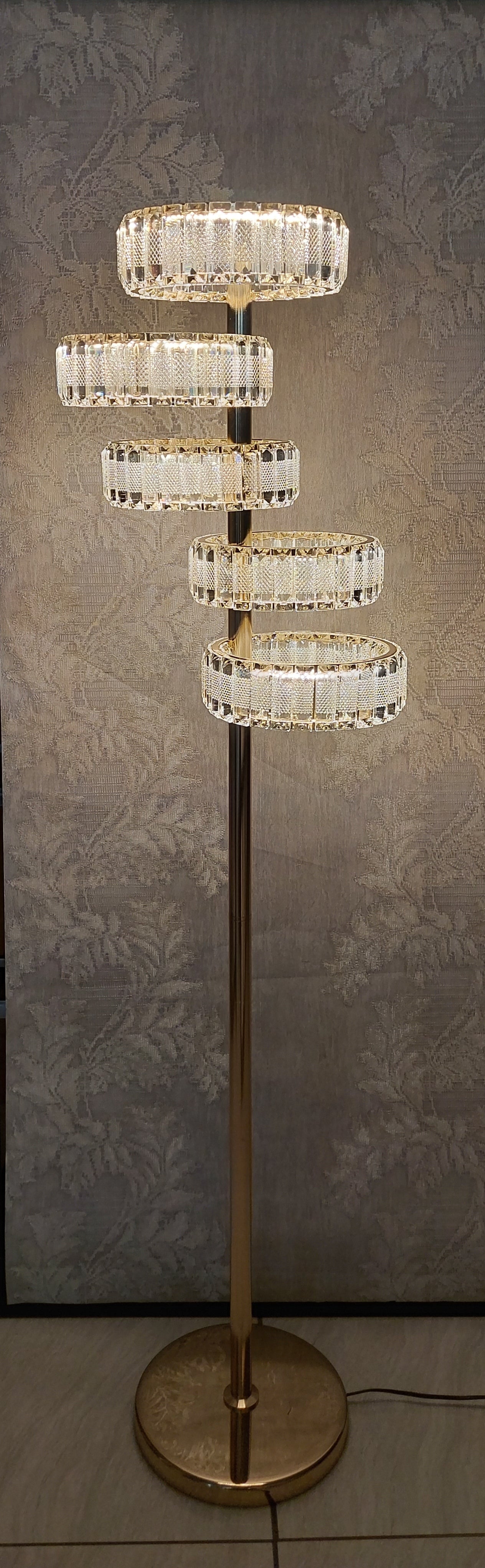 Modern Crystal Pendant Ceiling Light-colour changing brightness adjustment feature-remote control- with matching Floor & Table Lamps –Y608-400+600