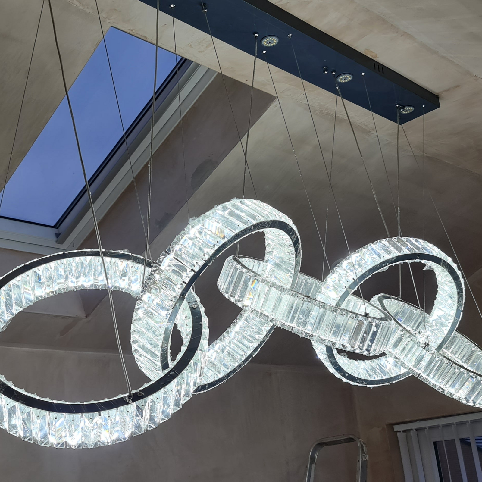 Big Rectangle Pedant 5 Rings Ceiling Light-Colour Changing Hanging-9010-400-5rings-155*60*30