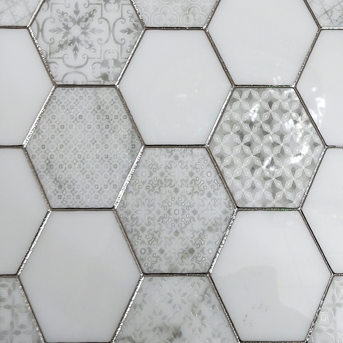 Porcleain Decor Tiles in HEX Greyscale | 1 sheet 60 x 30 cm | 6 tiles 1 sqm-D-HEX