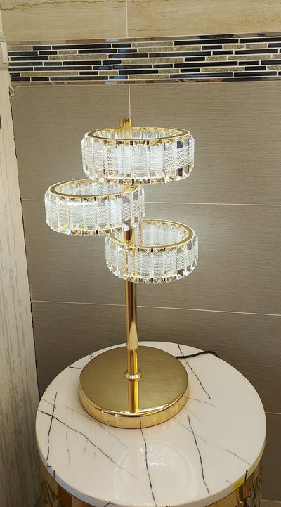 2 Tier Crystal LED Incorporated Ceiling Light-with colour changing and brightness adjustment feature-remote control- matching Floor & Table Lamps –Y608-400+600