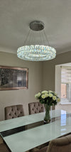 Crystal LED Wheel Pendant Ceiling Light-Colour Changing Dimmable with Remote Control-202134-650-72*72*20cm-50W-Chrome