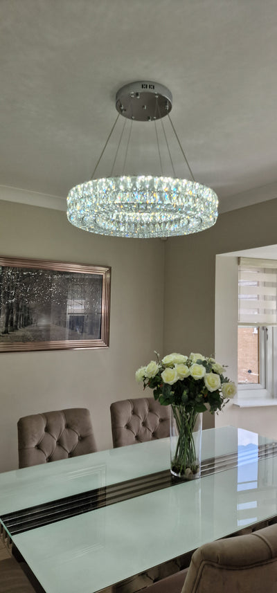 Crystal LED Wheel Pendant Ceiling Light-Colour Changing Dimmable with Remote Control-202134-650chrome