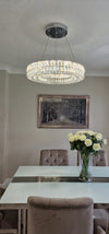 Crystal LED Wheel Pendant Ceiling Light-Colour Changing Dimmable with Remote Control-202134-650-72*72*20cm-50W-Chrome