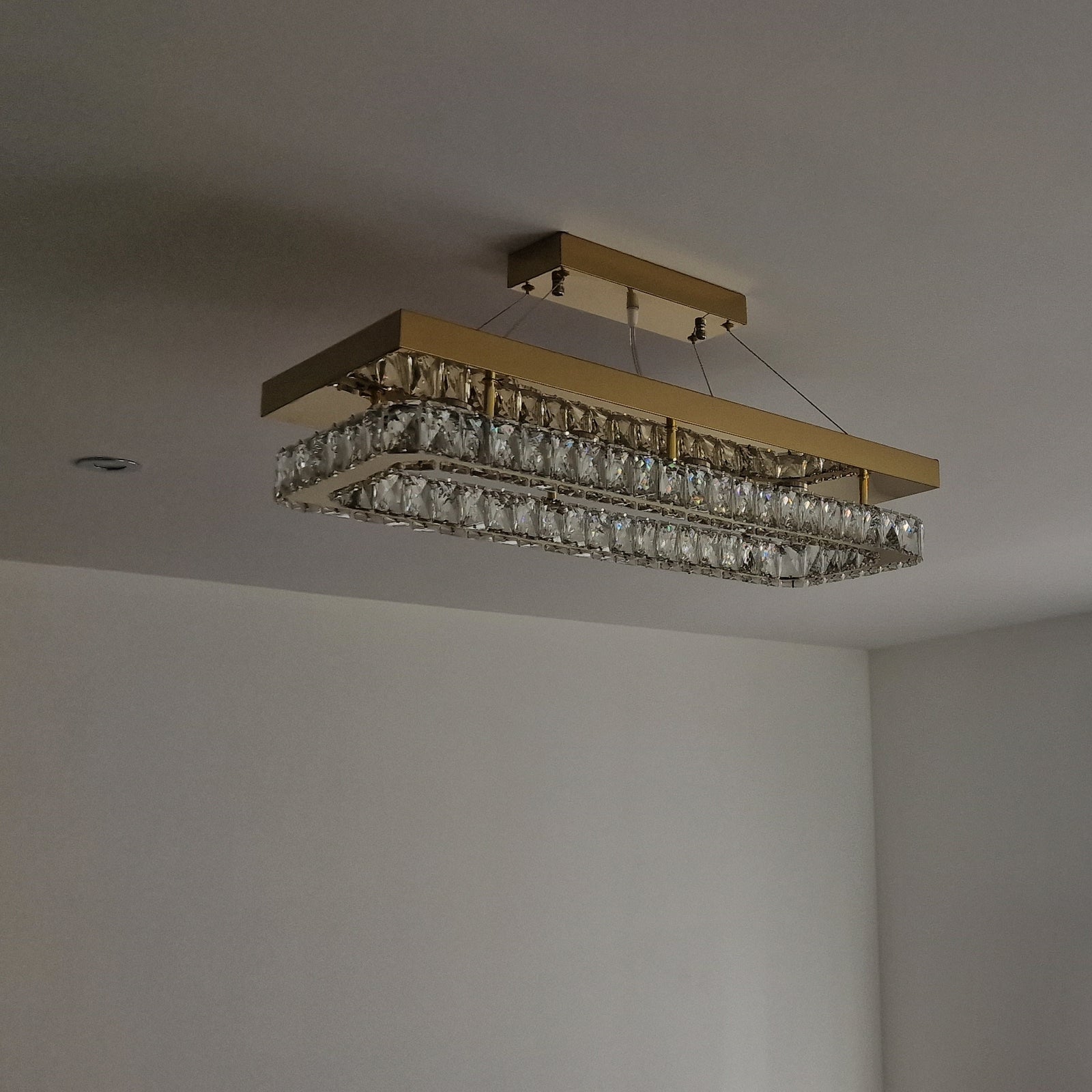 Rectangle Crystallic LED Pendant Ceiling Lights with hanging crystals -Colour Changing Dimmable with Remote Control-6001-700-210